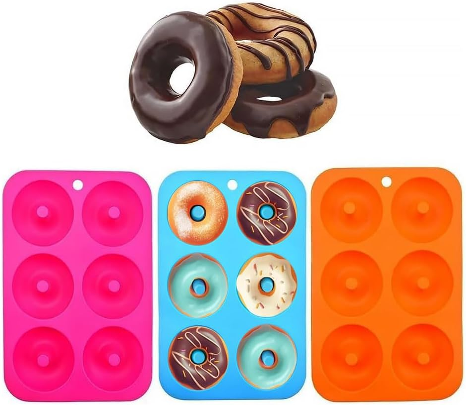 3-Pack Silicone Baking Tray Onut Baking Pan Baking Tray Bakeware of Non-Stick Donu100% Nonstick Silicone.Bpa Free Mold Sheet Tray.Tray Measures 10X7 Inches.Fda Approved Food Grade.Easy Clean image number 3