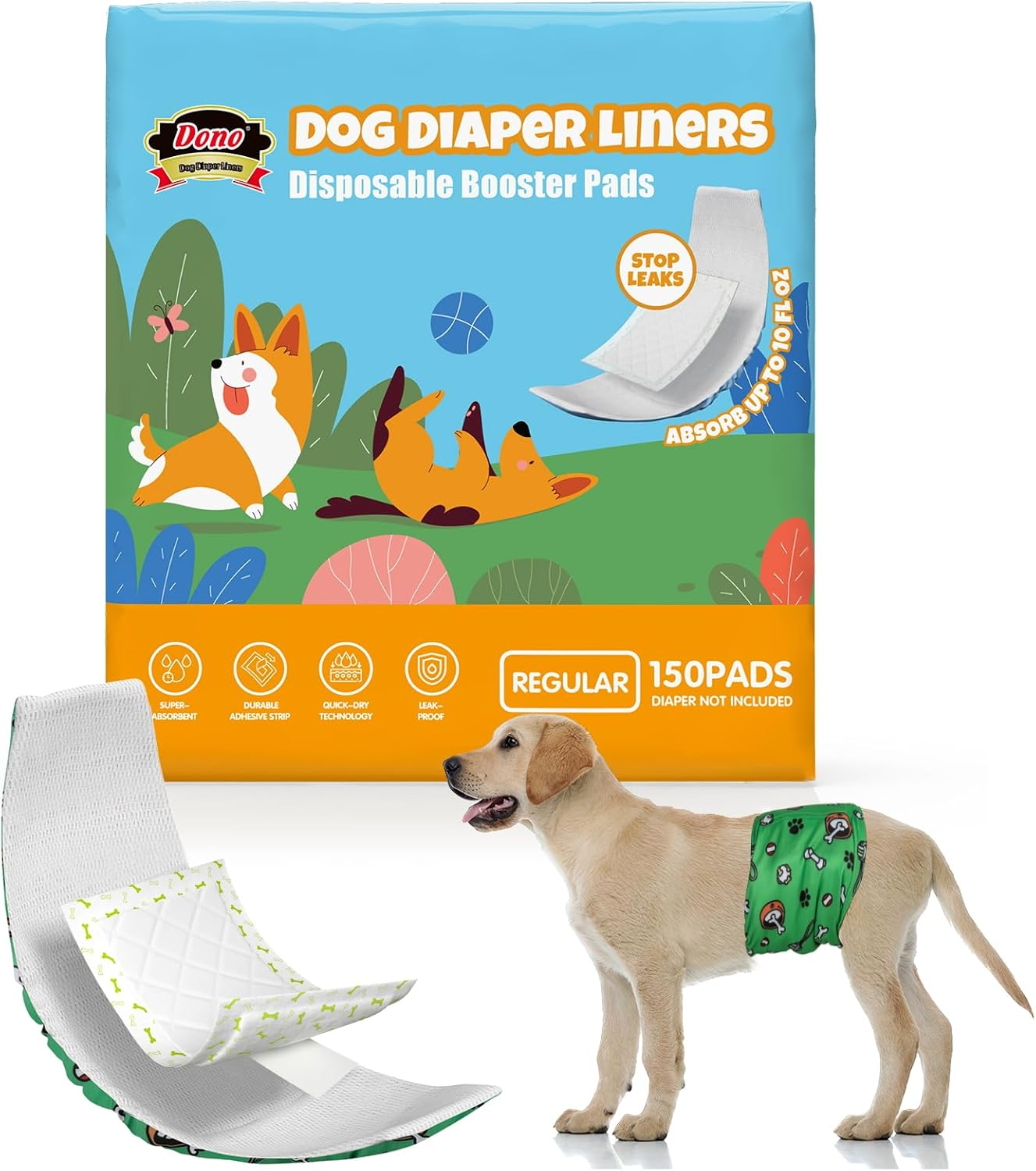 Dono Dog Nappies for Male and Female Dogs, Ultra Absorbent, Pack of 150 image number 6