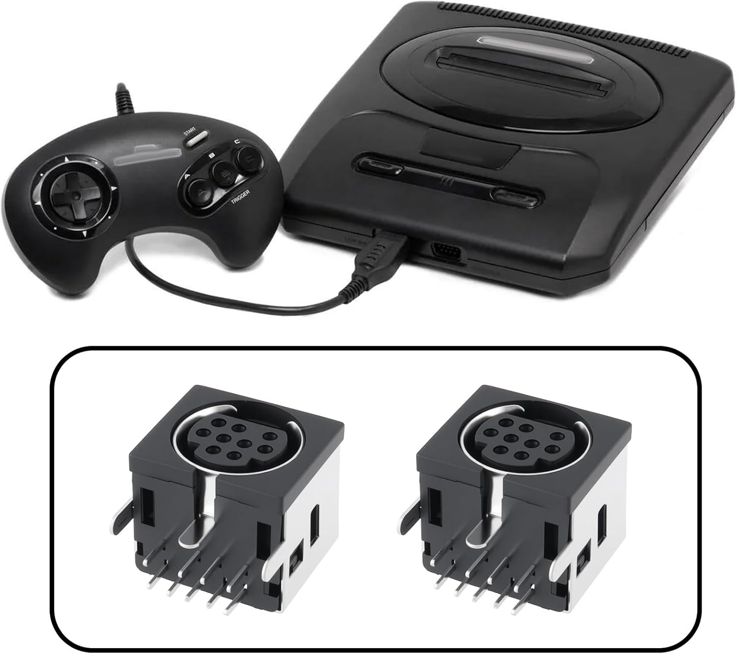 6Pcs 9Pin Game Console AV Port Compatible with Sega Genesis Mega Drive 2 image number 5