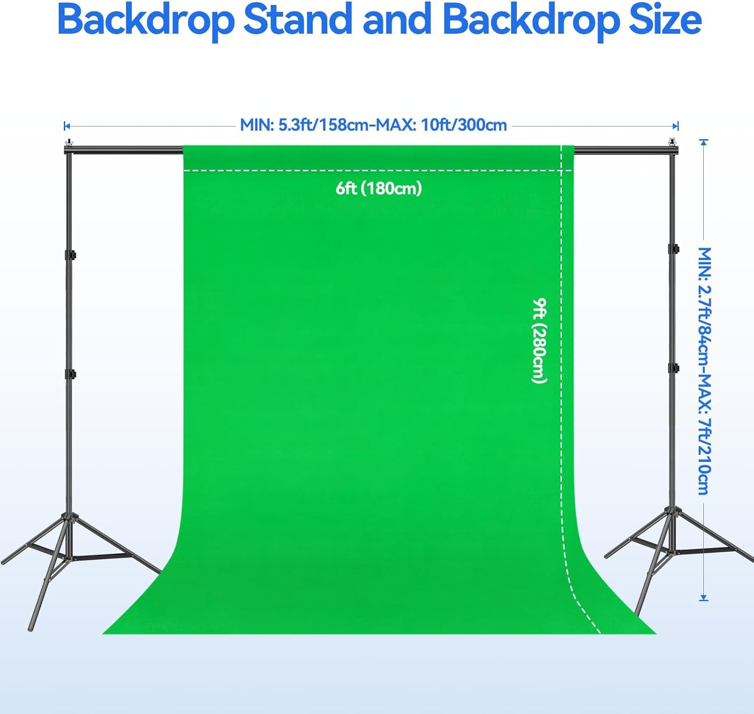 EMART Green Screen Background with Stand, Adjustable 7X10Ft Backdrop Frame with 6X9Ft Greenscreen, Photography Support System Kit for Photo Video Studio, Portrait, Photoshoot, Parties, Wedding image number 2