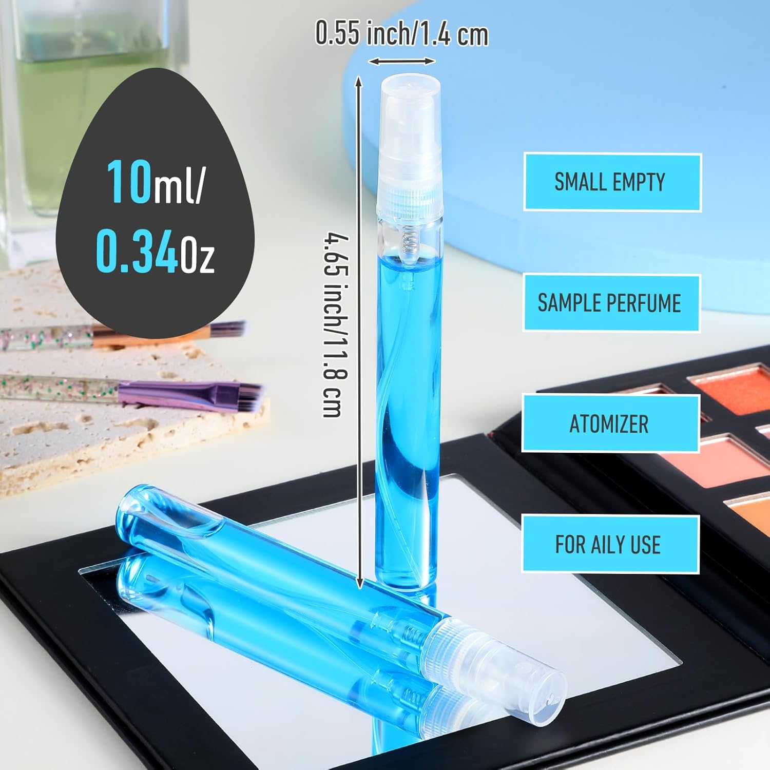 YBEATY 20 Pcs Mini Spray Bottles Perfume Sample Bottles 10Ml Clear Glass Refillable Fine Mist Atomizer Sprayer Small Portable Travel Dispenser Cosmetics Spray Containers Empty for Essential Oils image number 5