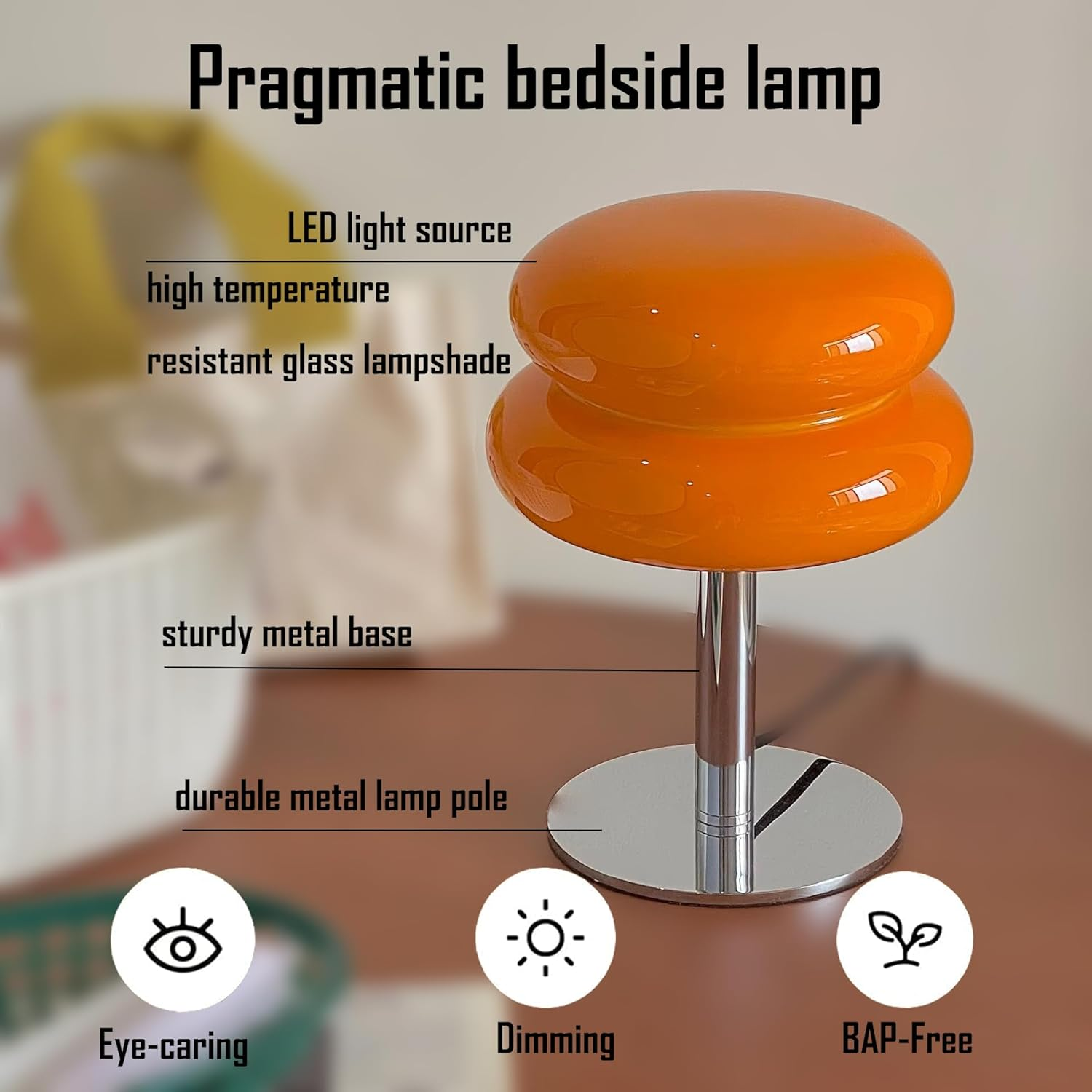 Mushroom Lamp for Bedroom, Modern Egg Tart Table Lamp, Mid Century Modern Bedside Nightstand, 3 Color Dimmable Desk Lamp, Home Decor Ambient Lighting Aesthetic Cute Lamps for Living Room image number 4