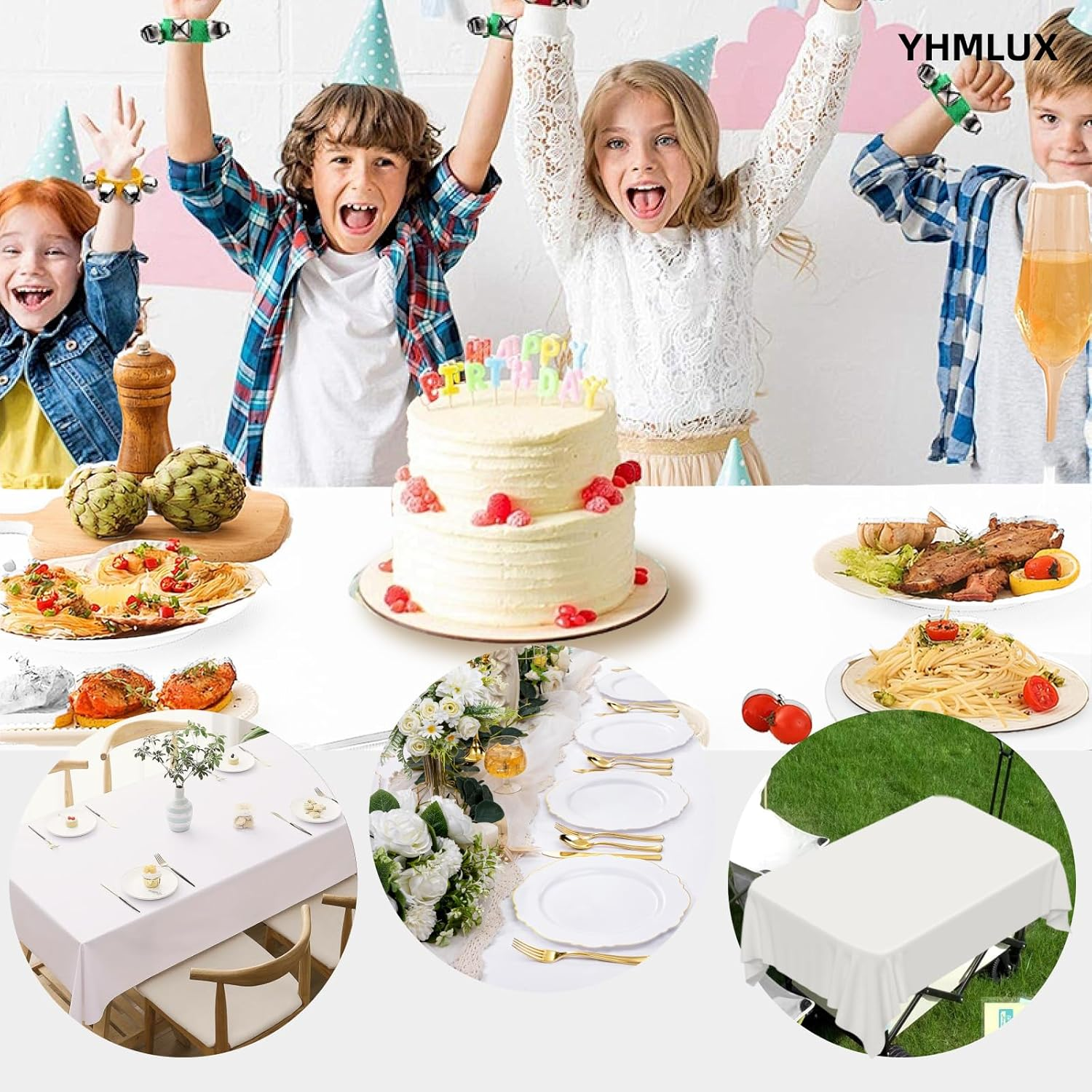 12 Pack Disposable Table Cloth, 137X 274Cm(54 X 108 Inch) Table Cloths for Parties, White Plastic Table Cover, Decorative Tablecloths Suitable for Rectangular Tables, Leakproof & Sturdy, White image number 5