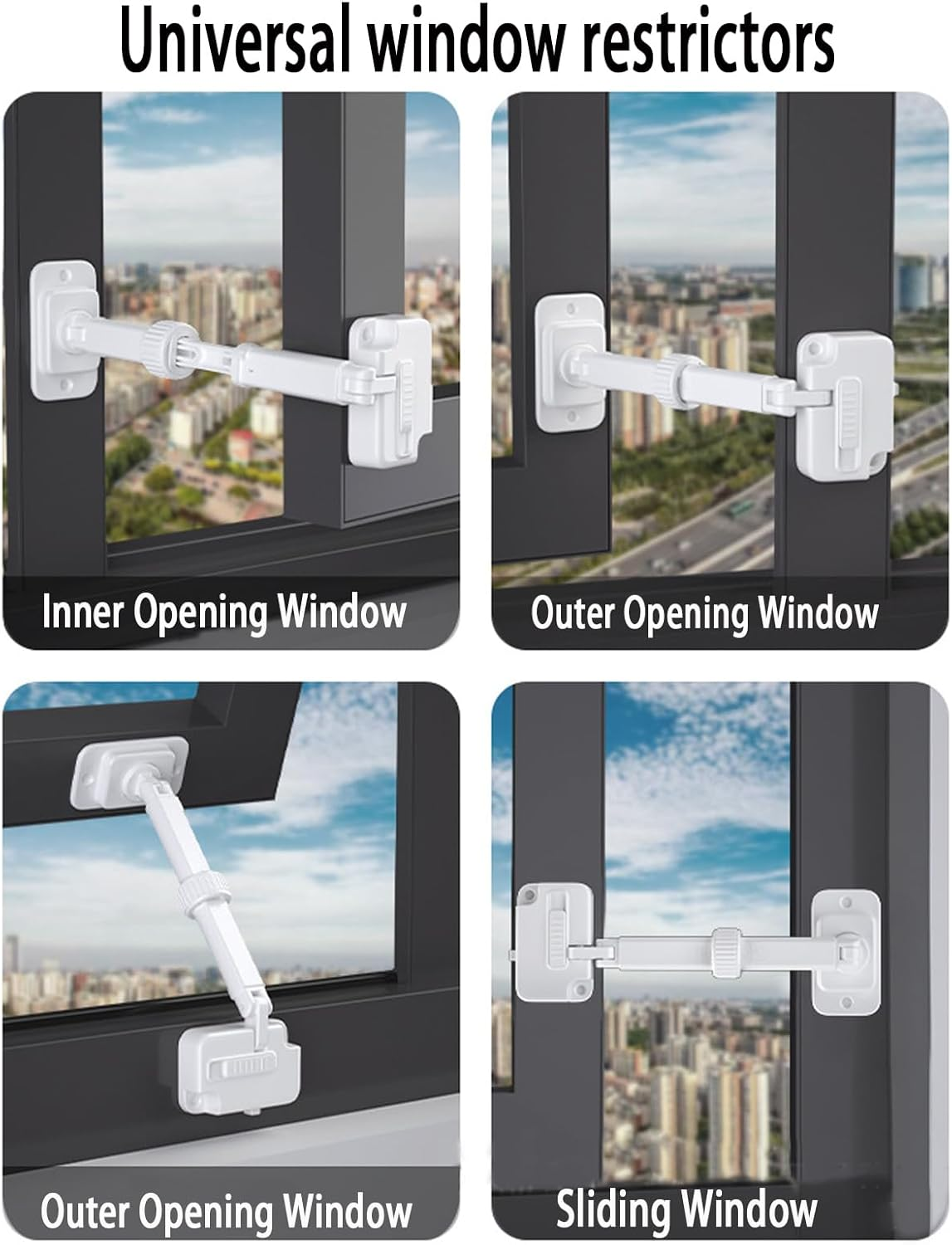 CMINGJ（3 Pack） Child Proof Window Restrictor, Adjustable Baby Safety Window Lock, Window Safety Locks for Toddlers & Pets, Easy to Install Suitable for Door, Washing Machine, Cat Door (White) image number 1