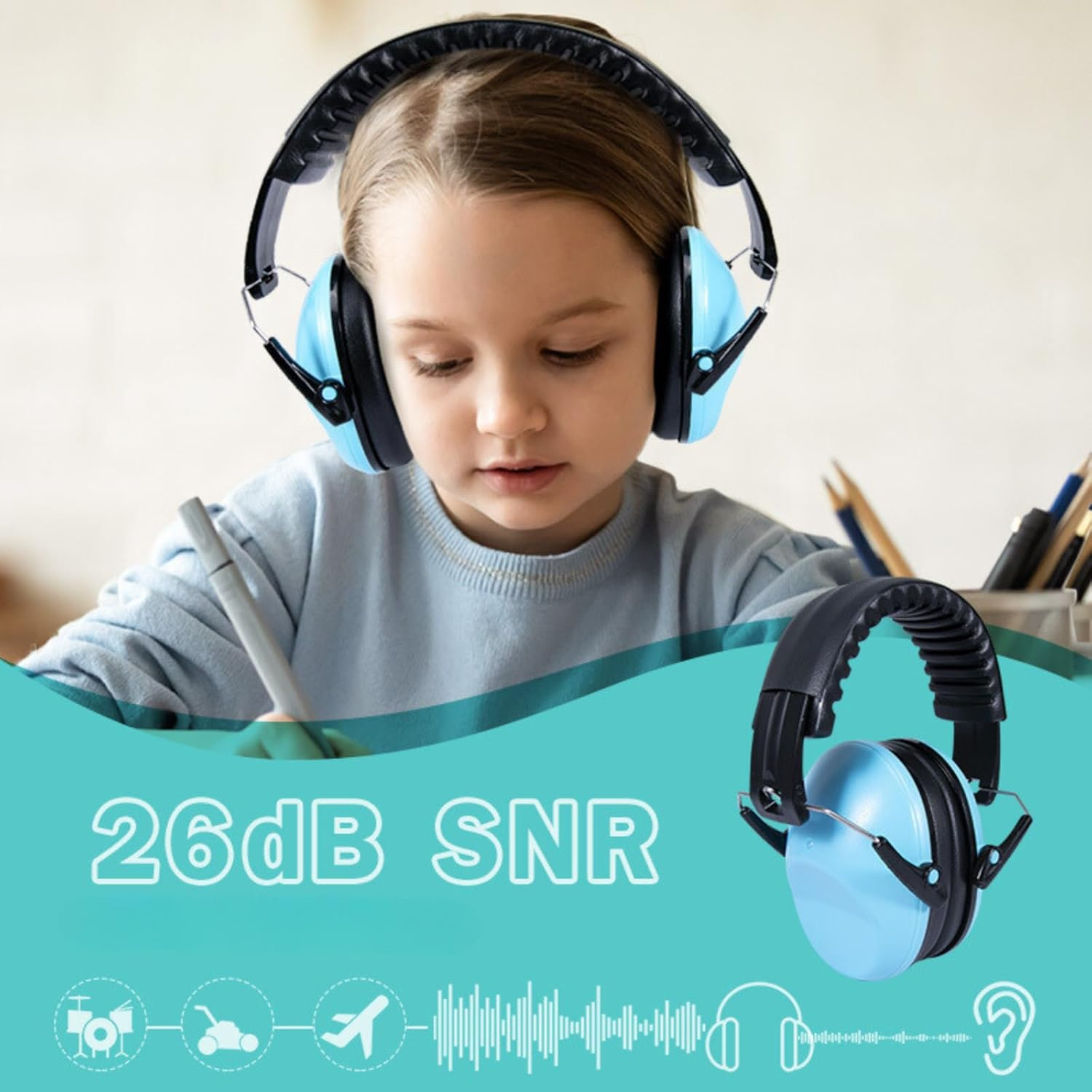 Kids Noise Cancelling Safety Ear Muffs &ndash; Hearing Protection Headset, Noise Reduction Earmuffs for Toddlers, and Children, Ideal for Concerts, Fireworks, and Travel image number 2