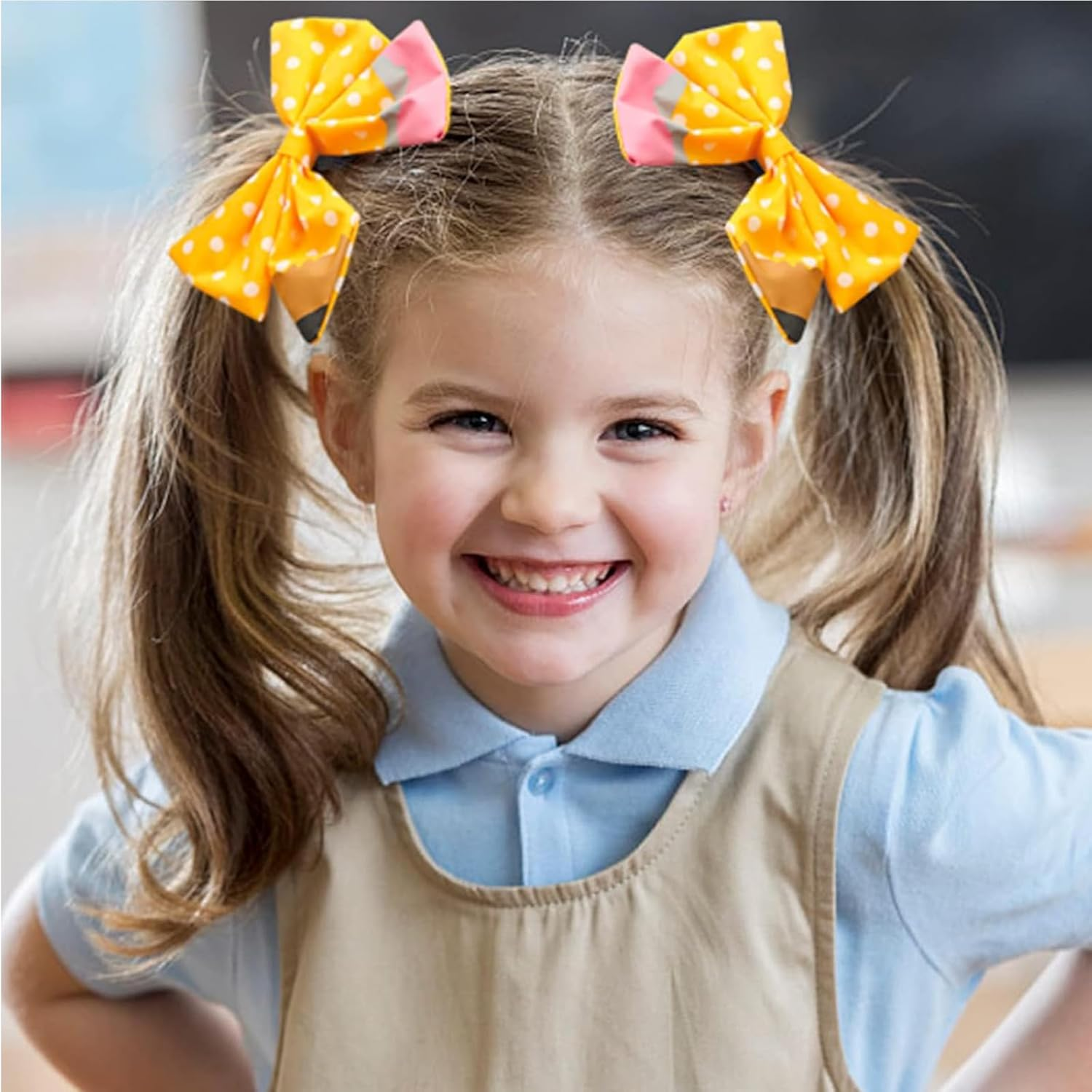 WERIGONI 2Pcs Back to School Hair Bow Clips Yellow Pencil Hair Clips Cute Hair Bows Girls Pencil Design First Day image number 2