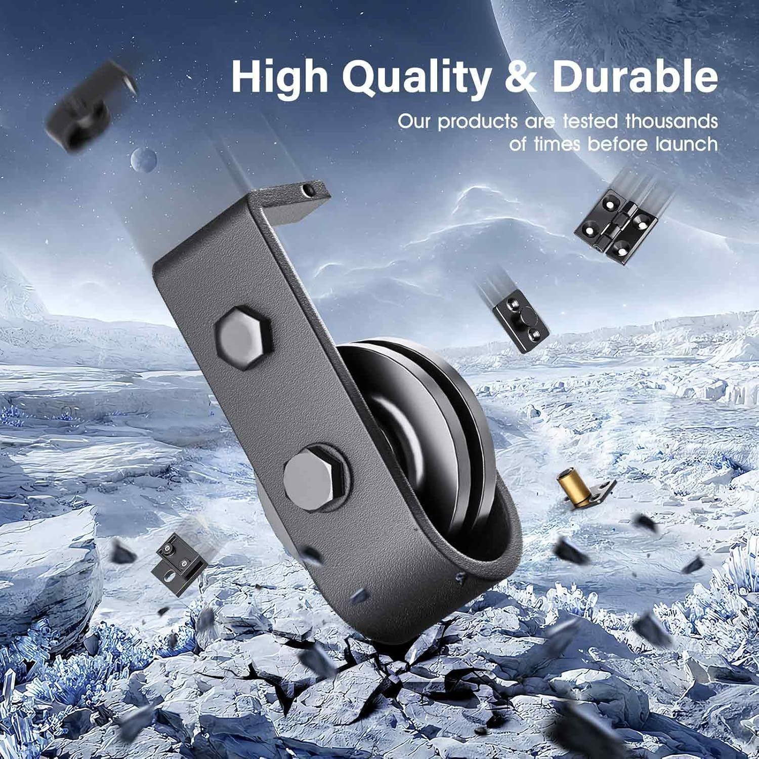 FINOSEN 40 Inch Bifold Barn Door Hardware Track Kit for Two 18 Inch Closet Doors,Top Mount Sliding System,Heavy Duty Roller,Smoothly and Quietly,Black(Bifold Door Not Included) image number 2