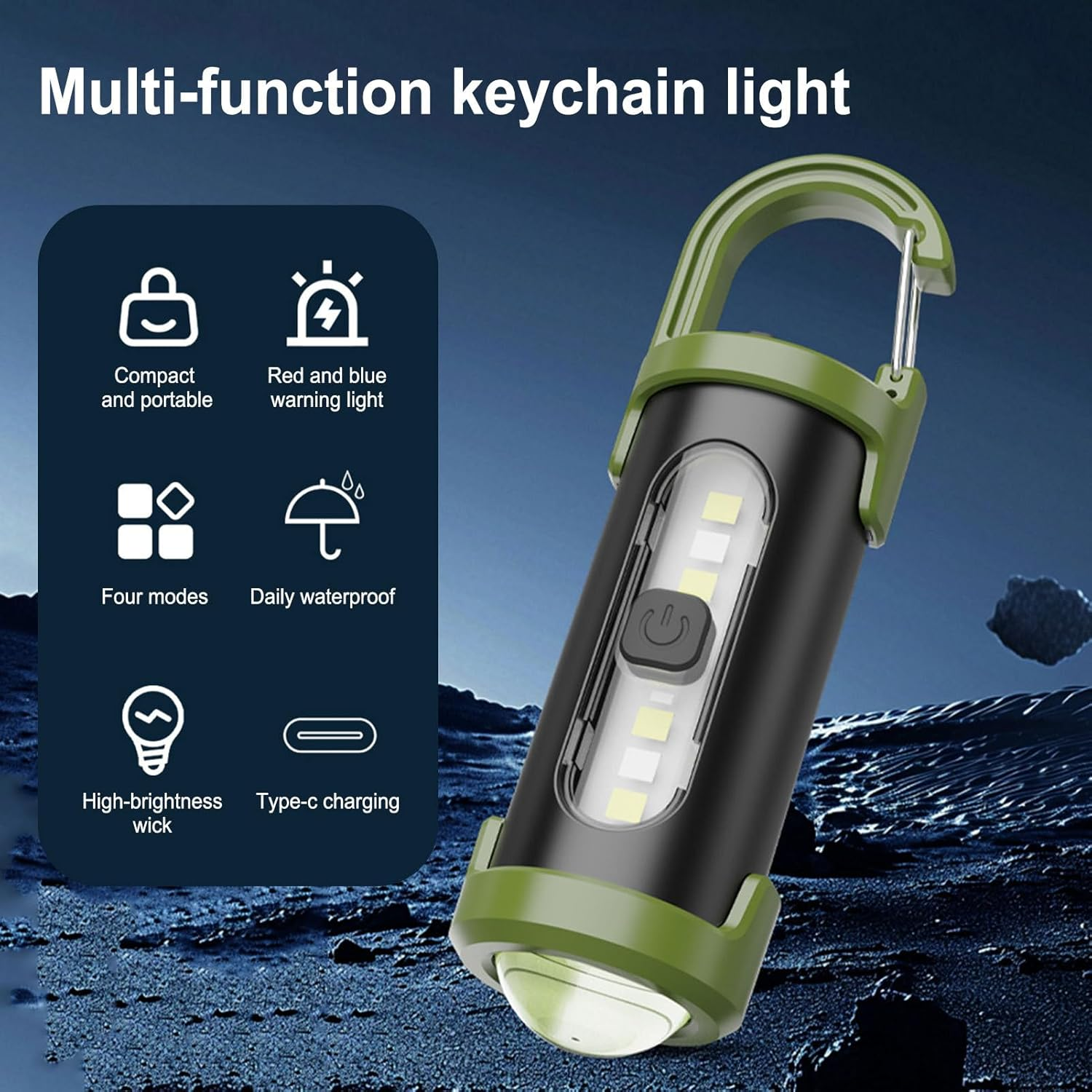 Keychain Flashlight,Portable Keychain Work Light | Bright Waterproof Flashlight Torch with 4-Mode Lighting for Work Camping Walking Pocket Purse Family Friends image number 1