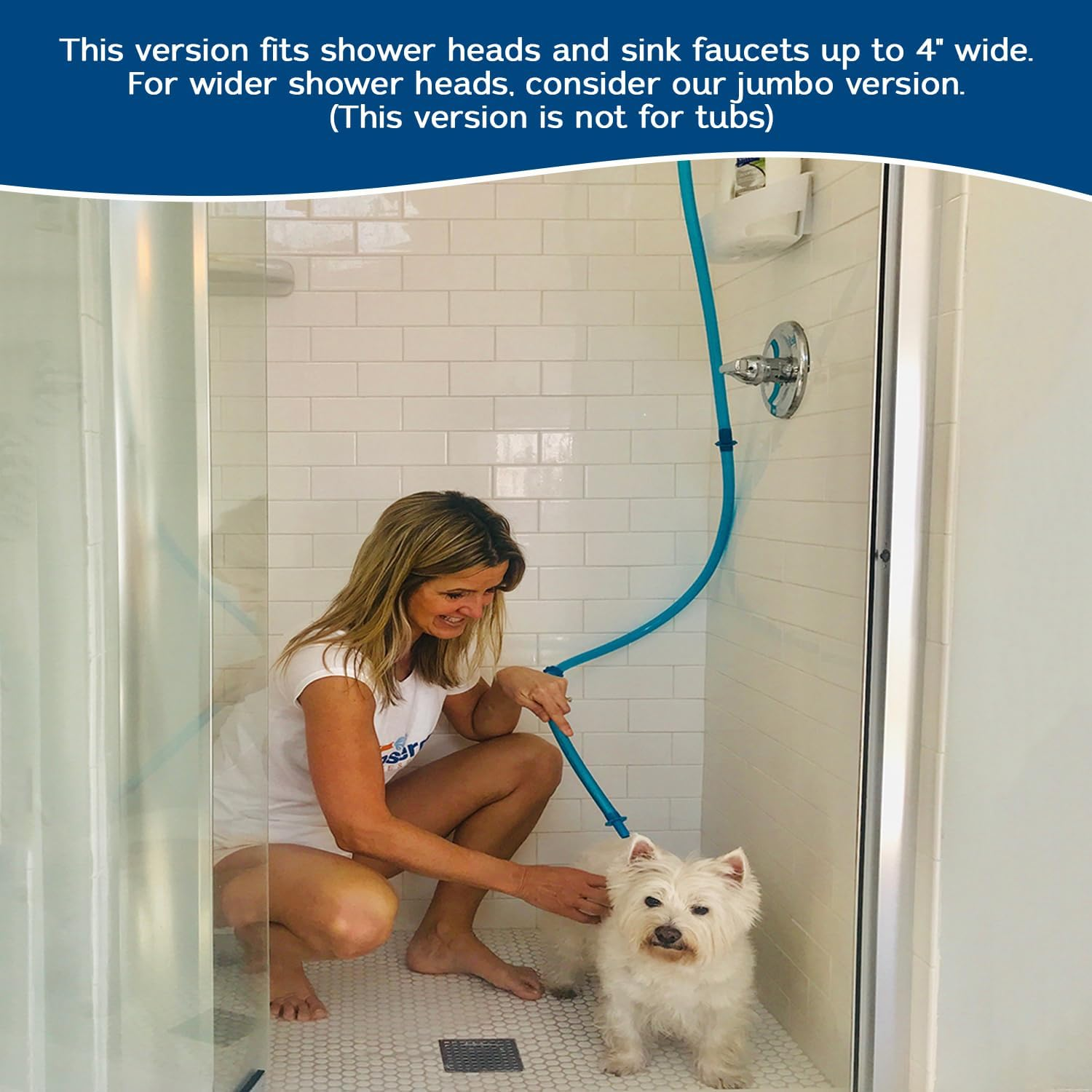 Rinseroo XL: Slip-On Dog Wash Hose Attachment. Pet Bather for Showerhead and Sink. (Not for Use on Tub Faucet) Handheld Shower Sprayer/Washer. 6 Foot Hose. Fits Heads up to 6" Wide. No Installation&hellip; image number 3