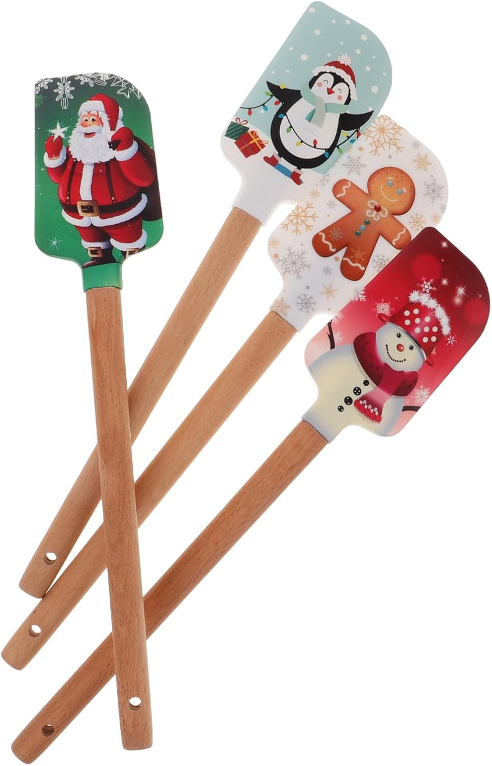 Cabilock 4Pcs Christmas Silicone Spatula Baking Kitchen Utensils for Cake Decorating and Jar Scraping image number 1