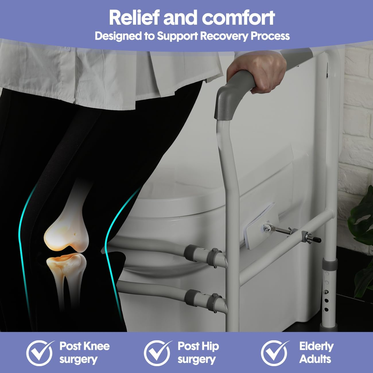 Toilet Safety Frame with Handrails, Height and Width Adjustable, Support Rails for Elderly, 300LB Capacity image number 6