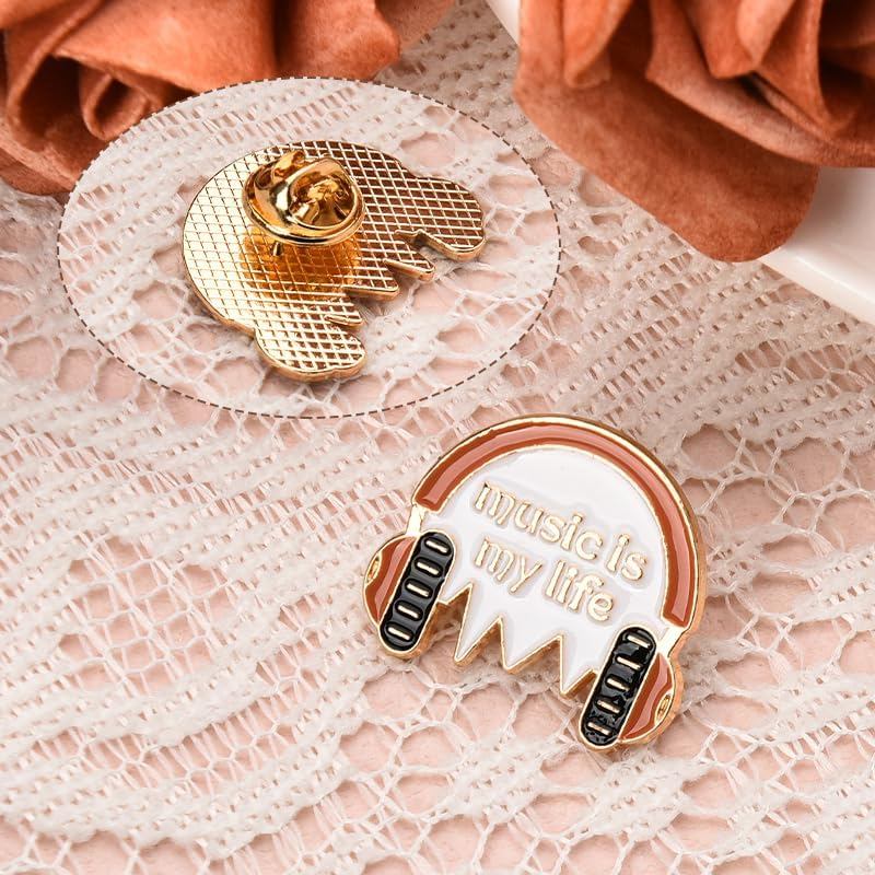 Music Brooches for Girls Boys Musician Music Lover Lapel Pins for Party Dance Music Is My Life Sweater Shawl Pin Accessories for Women Dress Clip Music Note Brooch Pins