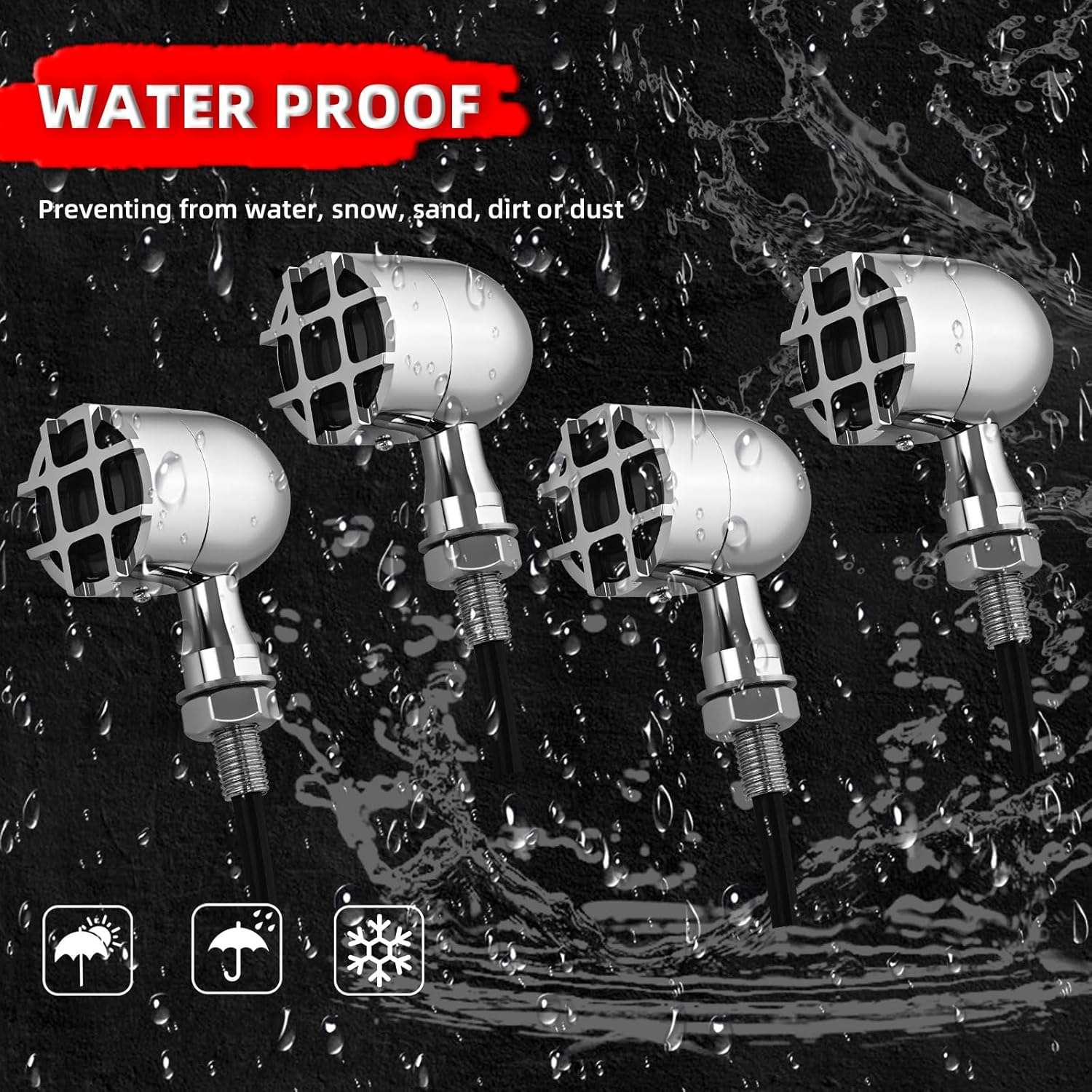 FATECIM 4X Motorcycle LED Rear Front Turn Signals Bullet Tail Lights Running Brake Stop Lights Motorbike Taillights Blinkers Indicators for Bobber Harley Honda Yamaha Suzuki Kawasaki Chopper Chrome image number 2