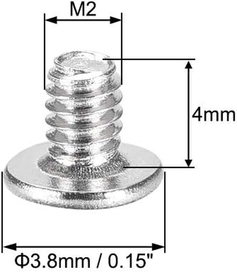 Uxcell M2X4Mm Phillips Screw Fastener Silver Tone 3.8Mm Dia Screw Head for Laptop PC TV Fan Switch 50Pcs image number 1
