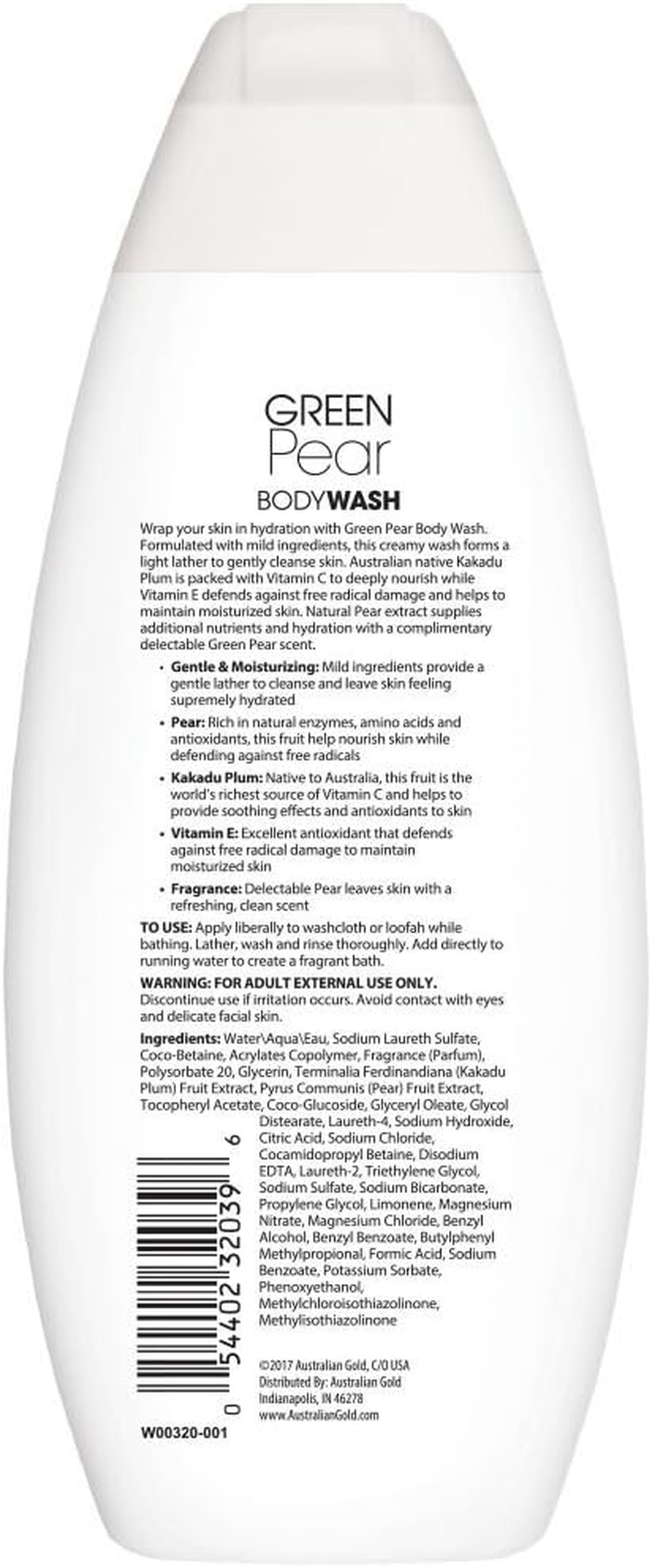 Australian Gold Body Wash, Gentle & Moisturizing with Nutrient Rich Kakadu Plum & Vitamin E, Green Pear, 16.5 Ounce image number 4