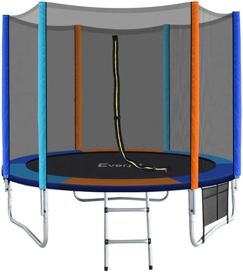 Everfit Trampoline for Kids Rebounder round Mini Trampolines, Outdoor Bouncing Children Gift, Step Ladder Enclosure Safety Net Cover Family Christmas Birthday