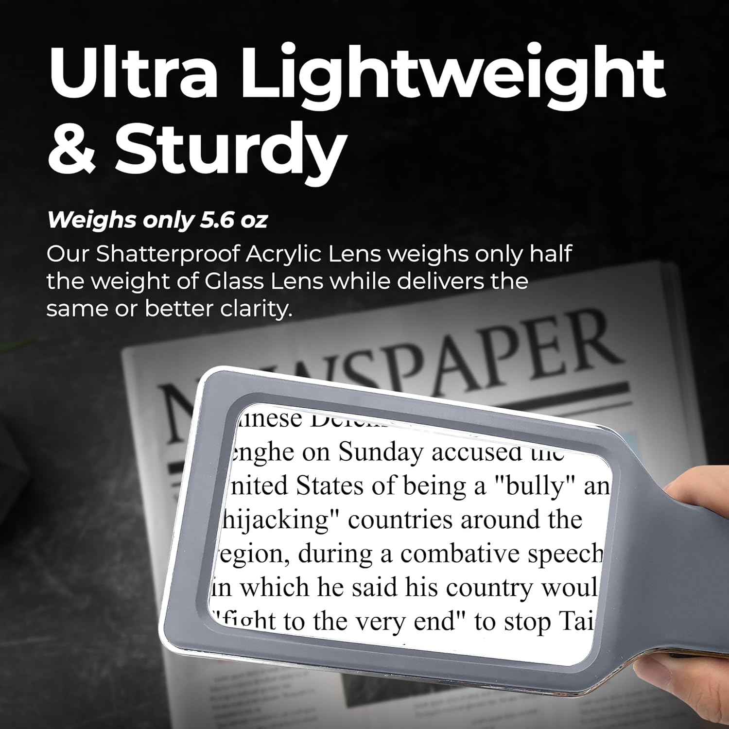 Magnipros 6X Rechargeable Magnifying Glass for Reading with 3 Color Light Modes & Anti-Glare Lens - Relieve Eye Strain | Perfect for Low Vision Seniors, Inspection, Crafts & Fine Print image number 5