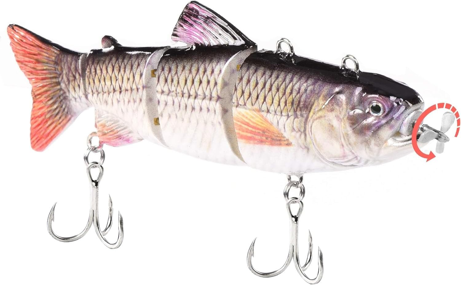 Robotic Swimming Electric Fishing Lures 5.12" USB Rechargeable LED Light Wobbler 4 Segment Multi Jointed Swimbaits Hard Lures Fishing Tackle