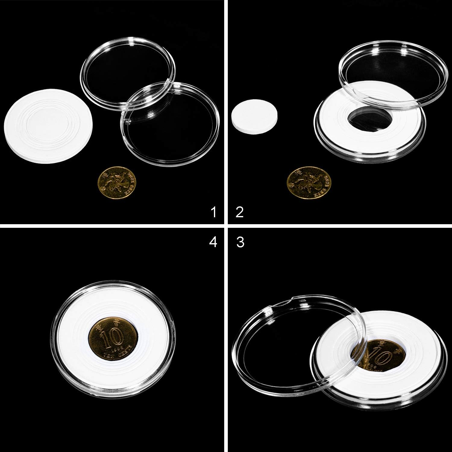FRIMOONY 41Mm Coin Capsules, with Foam Gasket and Plastic Storage Box, for Coin Collection
