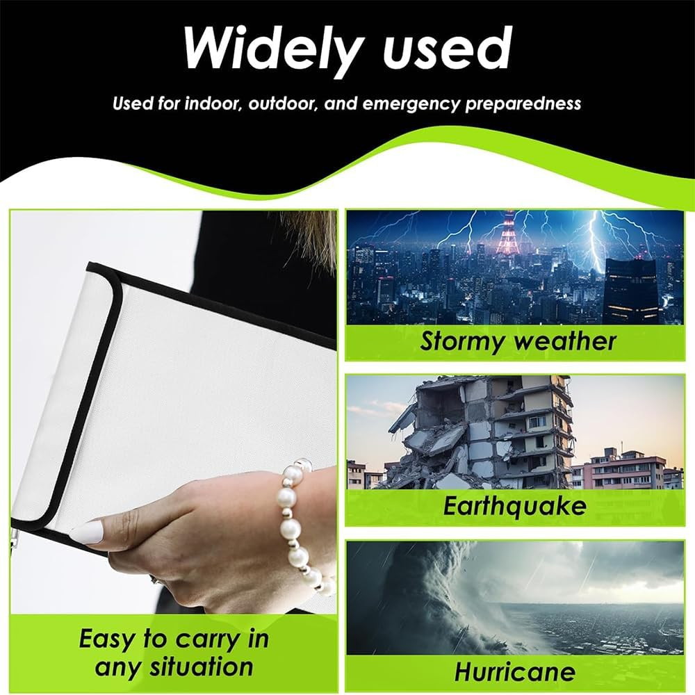 3 PCS Gray Fireproof Waterproof Money Important Document Bag(2000℉), for Fire Proof Money Bag for A4 A5 Documents Holder,File,Cash,Jewelry,Passport,Tablet,Laptop