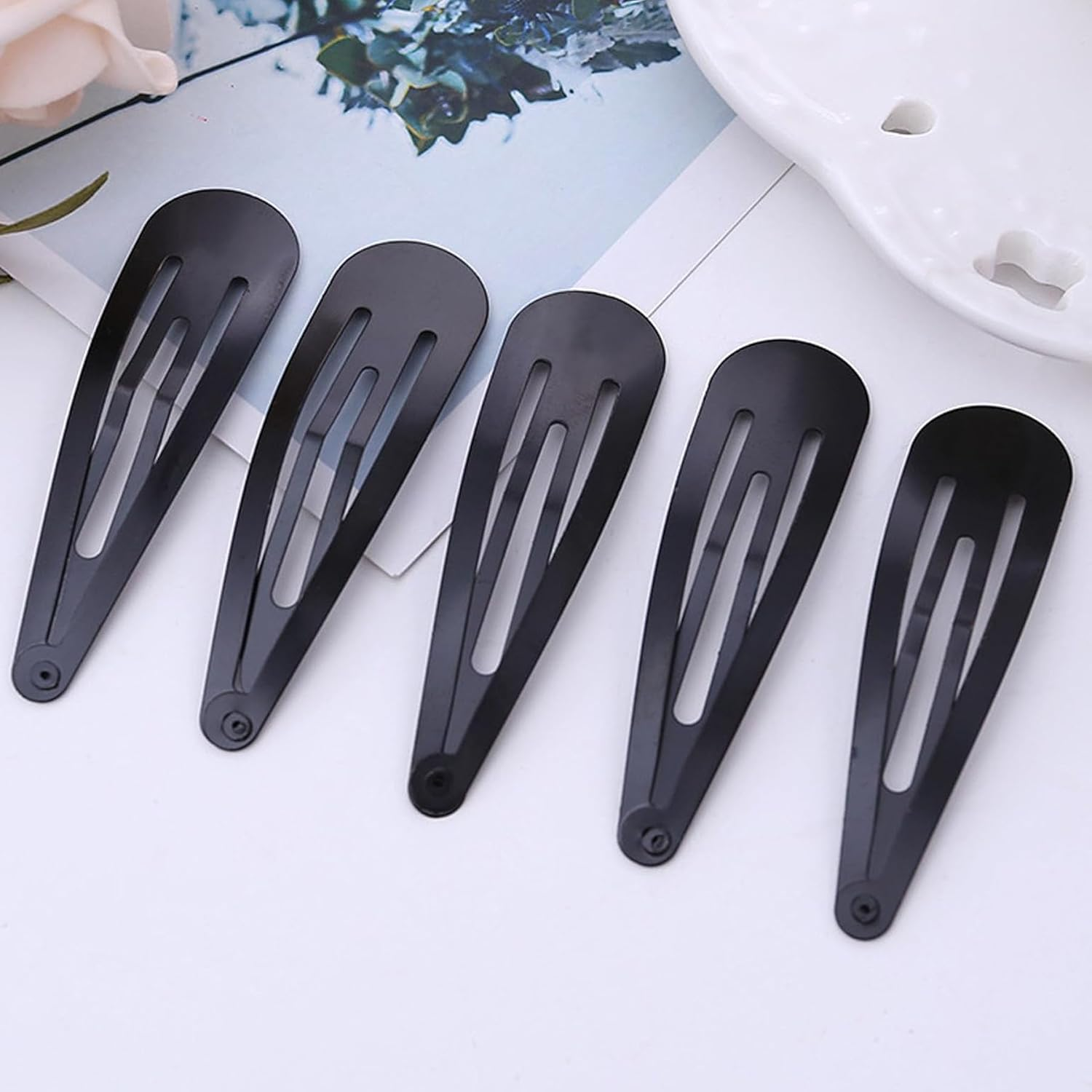 40PCS Black Snap Hair Clips, 2Inch Hair Clips Metal, Hair Clips Slides, Beauty Hair Accessory, Metal Snap Barrettes, Hair Barrettes for Kids Women image number 3