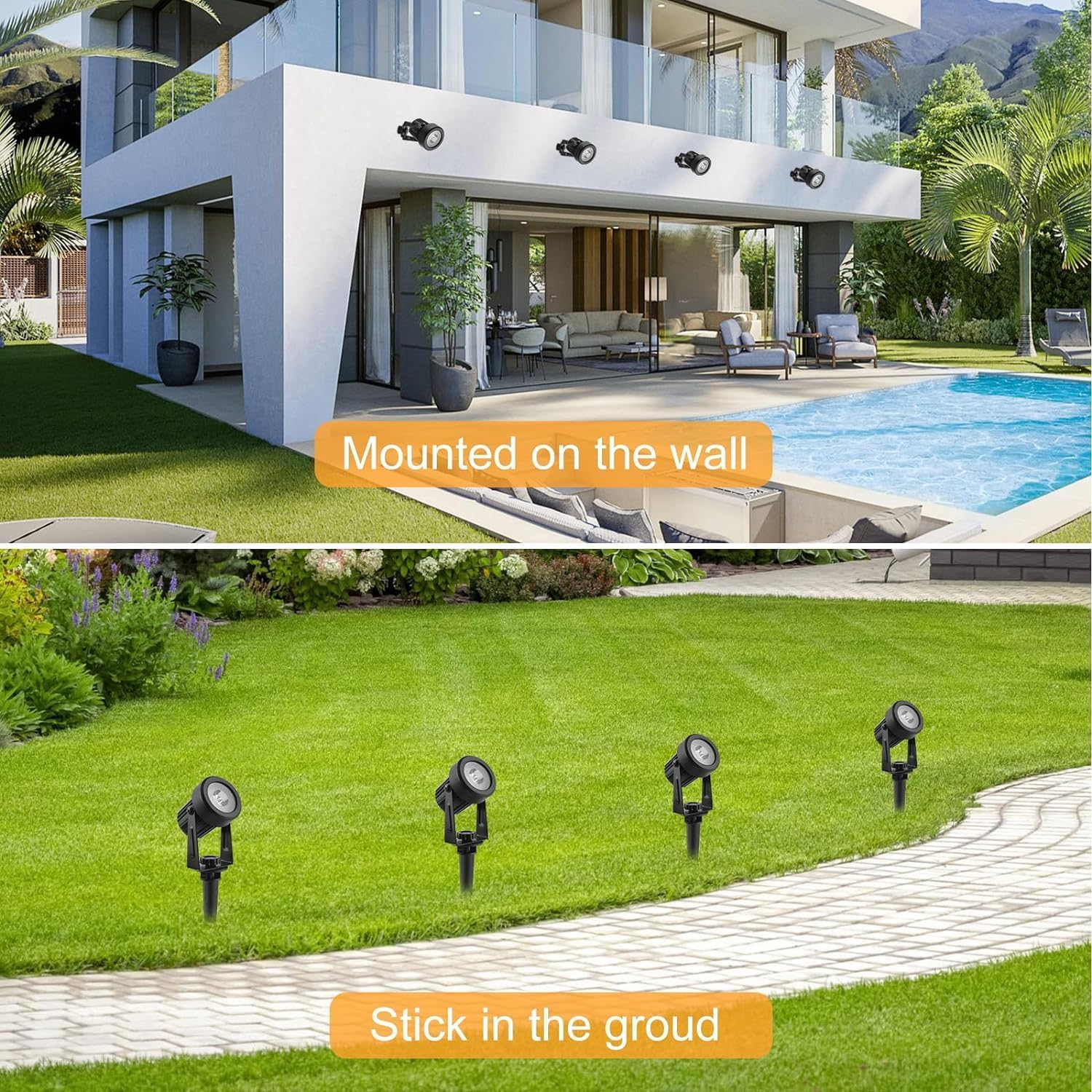 T-Sun Solar Spotlights Outdoor Garden, 4 in 1 RGB Colour Changingsolar Spot Lights,Outdoor Garden Lights with IP65 Waterproof, Landscape Lights for Garden Yard Path Driveway Porch Walkway