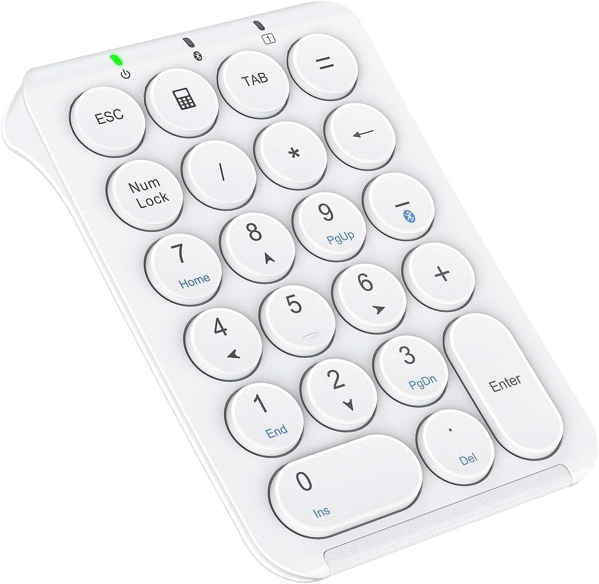 Iclever KP08 Wireless Numeric Keypad, 22 Keys Bluetooth Number Pad Portable Number Keyboard, USB-C Rechargeable, round Key, Financial Accounting, Compatible with Laptop PC Desktop, Mac, Surface,Tablet