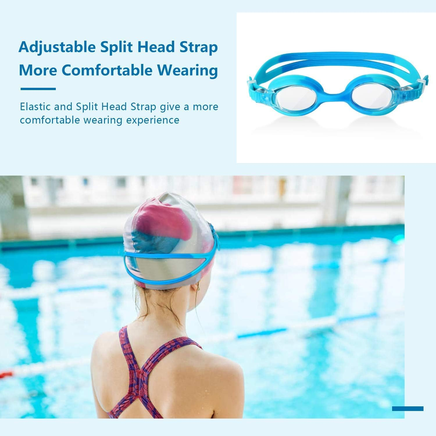 Kids Swimming Goggles, Water Pool Goggles, Toddler Swim Goggles No Leaking anti Fog for Boys Girls, Swimming Goggles with UV Protection (Age 3-12)