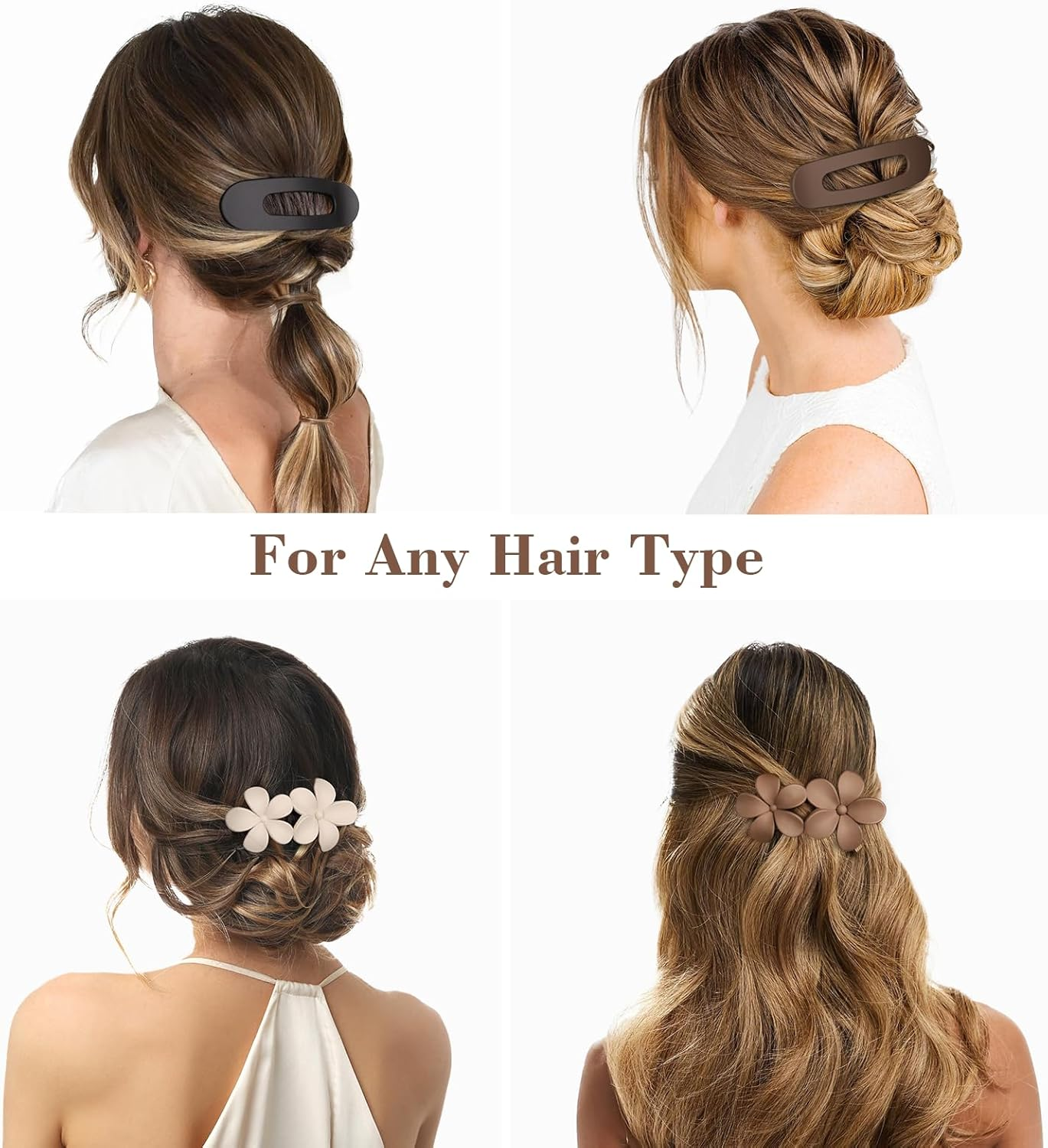 12 Pcs Flat Hair Clips for Women - 3 Styles Flat Claw Clips for Thin Thick Hair, Strong Hold Hair Accessories