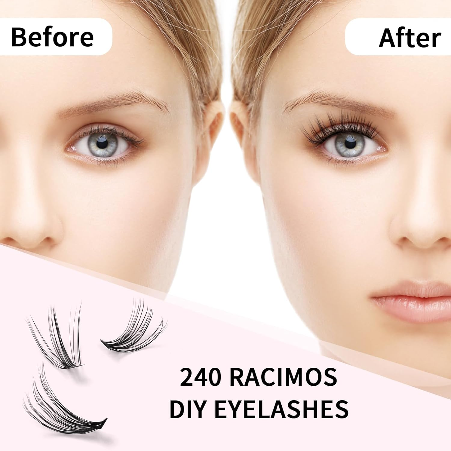 MAGEFY Fake Eyelashes 240 Clusters 11-15Mm Eyelash Expansion Cluster Mixed Tray Curling C Single Eyelash Cluster DIY at Home image number 5