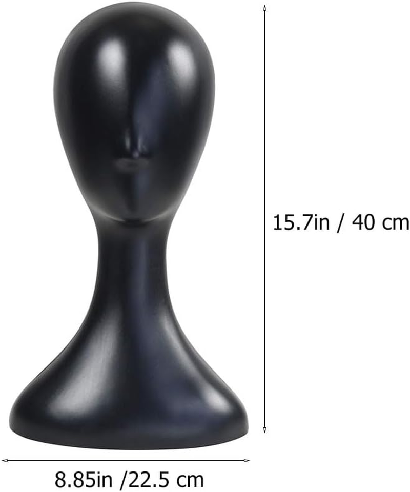 Baluue Head Model Foam, Plastic Mannequin for Wig Hat Scarf, Lightweight Manikin Head for Female Foam Head Display Stand, Black image number 6