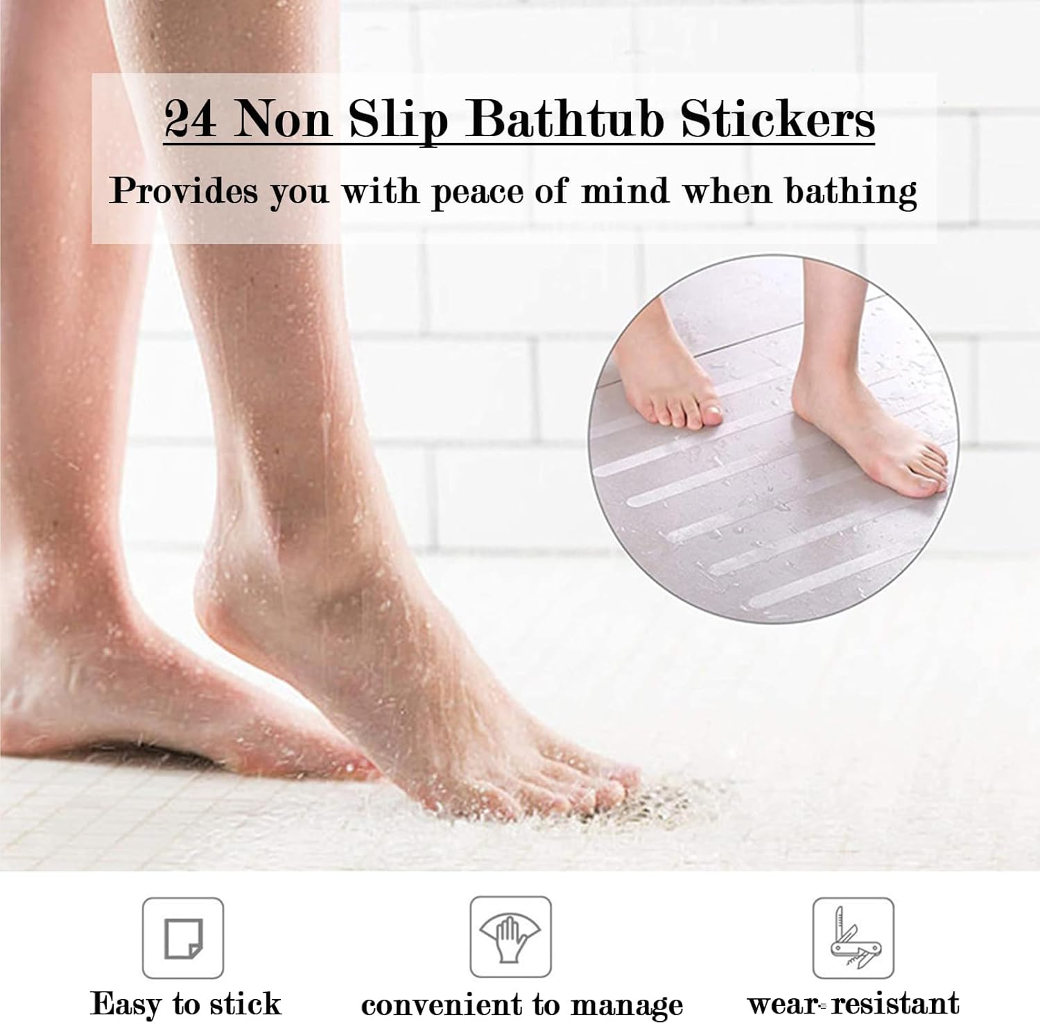 Bathroom Mat,Bathroom Rugs Sets 3 Piece,Soft Absorbent Chenille Bath Mat with 24 Piece Bathtub Non Slip Stickers,U-Shaped Contour Toilet Rug,Bath Mats for Bathroom,Tub,Grey image number 4