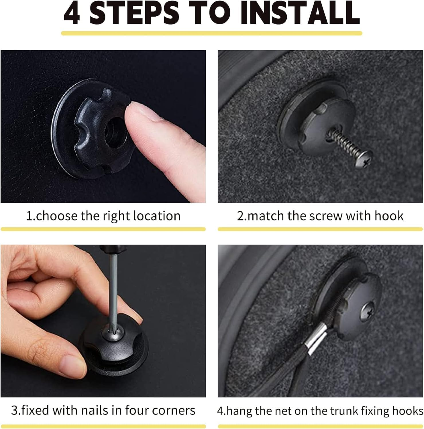 [2 Pack] Cargo Storage Net, DEDC Cargo Net Pocket Universal Accessories Elastic Automotive Large Cargo Net Storage Mesh Pocket with 8 Mounting Screws, Hooks for Truck Car SUV Boats (28.7"X9.8")