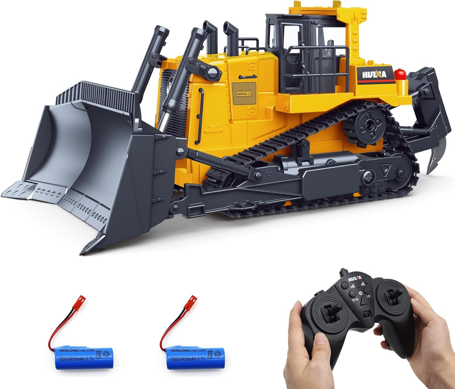 Fisca Remote Control Bulldozer RC 1/16 Full Functional Construction Vehicle, 2.4Ghz 9 Channel Dozer Front Loader Toy with Light and Sound for Kids Age 6, 7, 8, 9, 10 and up Years Old image number 3