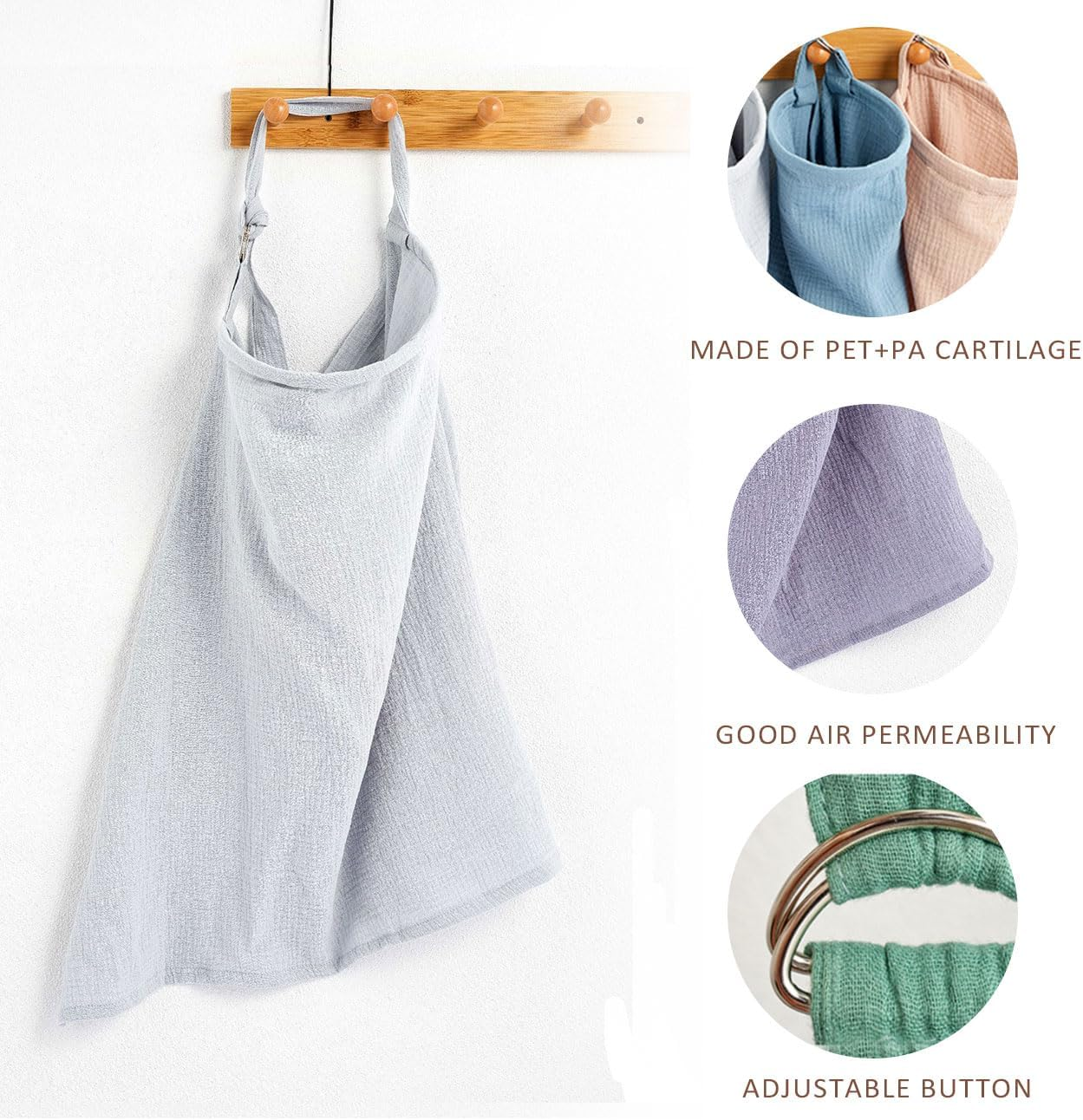 Muslin Nursing Cover for Breastfeeding Upgraded Breastfeeding Cover with Rigid Hoop, 100% Cotton (Light Gray)