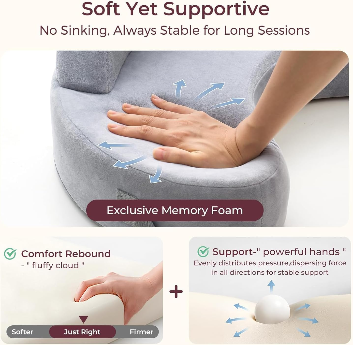 Memory Foam Breastfeeding Pillow - Safety Fence-Plus Size Nursing Pillow for Ergonomic Comfort & Support-Easier and Healthier Nursing - Fit for All, Removable Cover image number 4