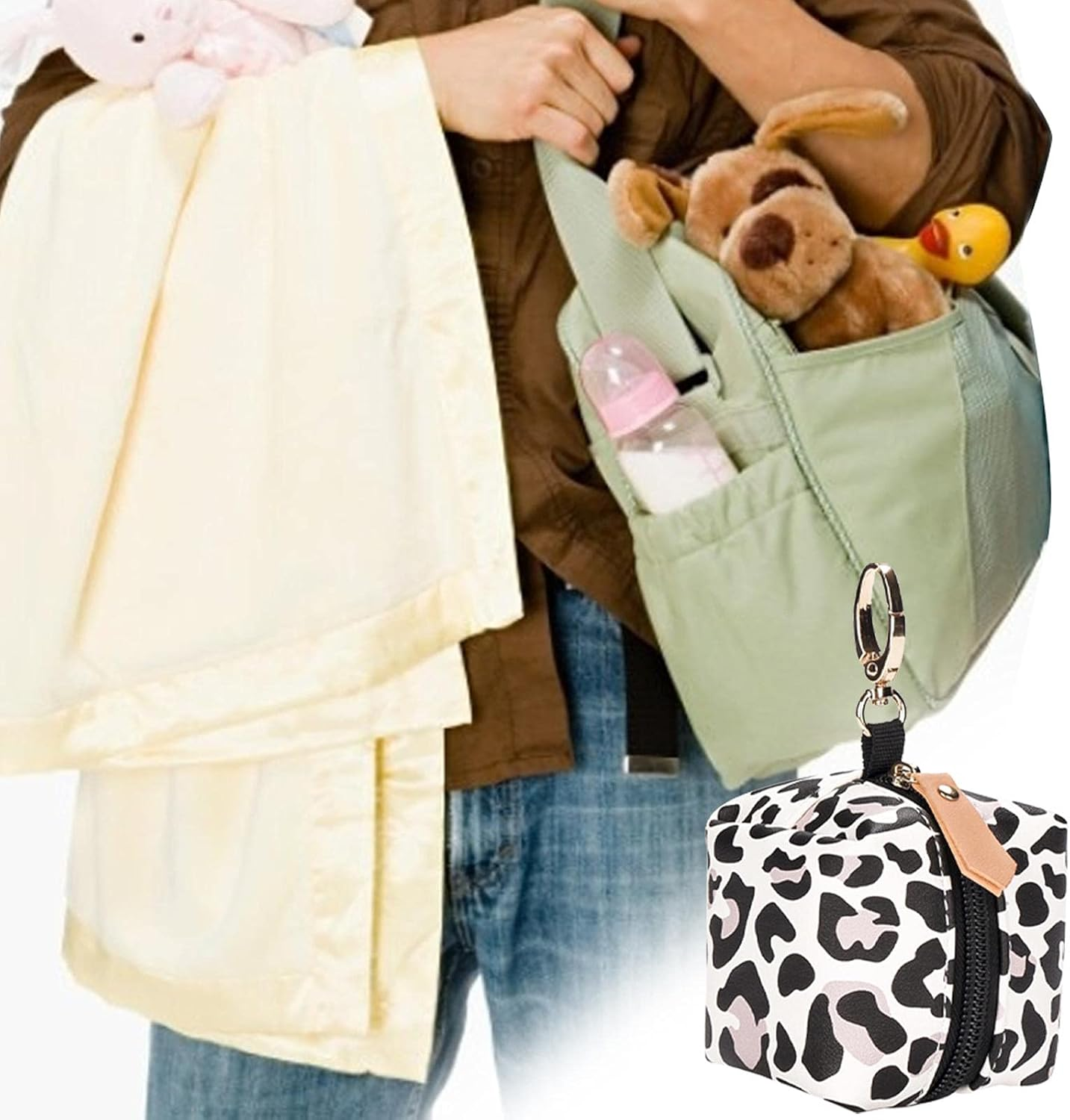 Stylish Pacifier Holder - Baby Pacifier Pouch with Clip | Pacifier Case Holder for Diaper Bag, Stylish Pacifier Storage Container, Holds 2 image number 5