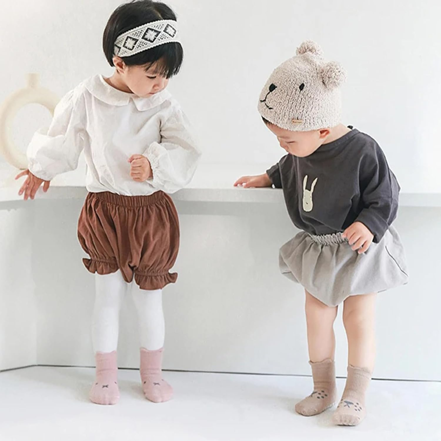 5 Pairs Unisex Baby Non Slip Grip Socks,Infants Floor Ankle Socks anti Skid Crawling Socks for Baby Boys Girls for 1-3Years image number 1