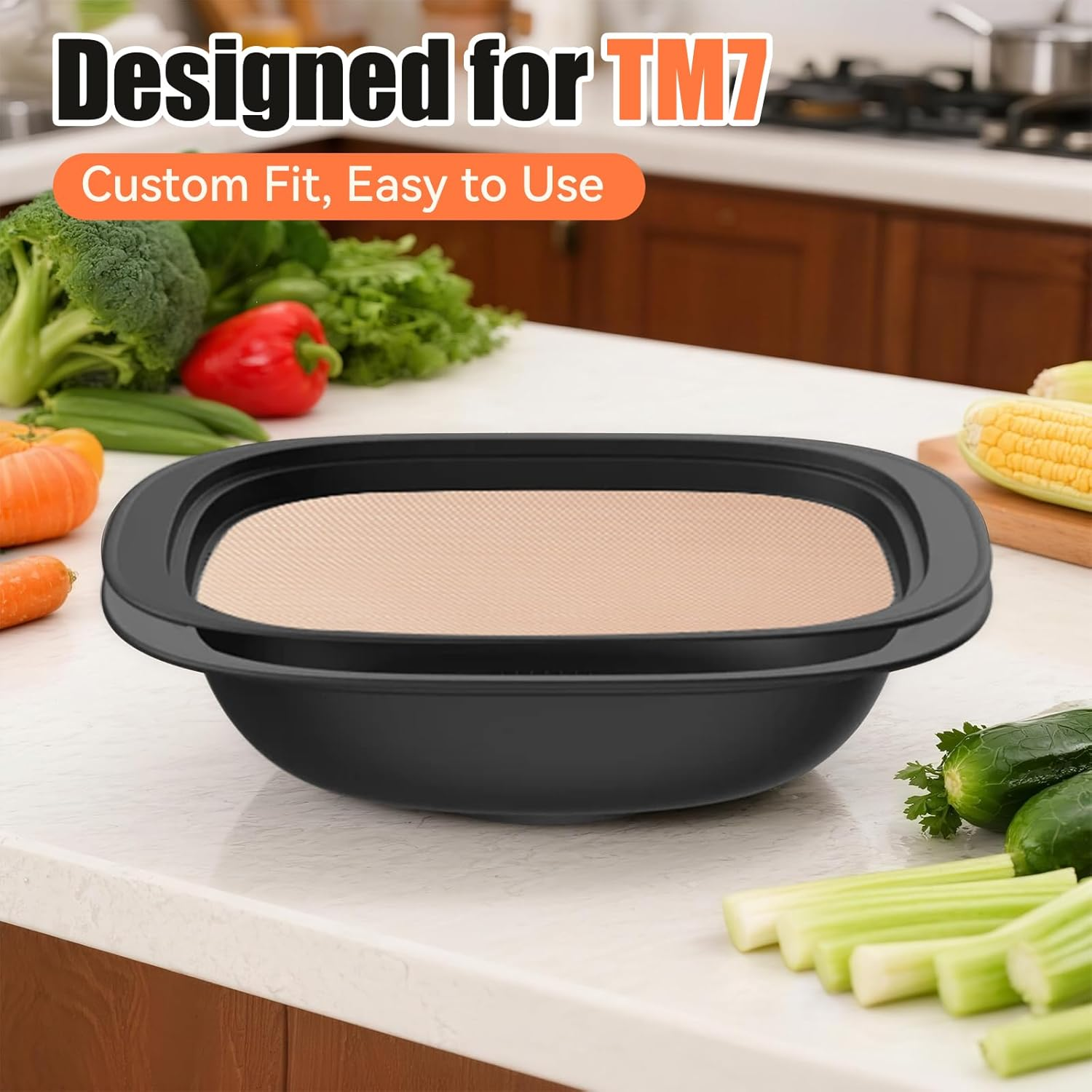 Set of 2 Permanent Baking Foil for Thermomix TM7 Varoma, Reusable Baking Paper, Non-Stick Baking Mat, Heat Resistant up to 250 &deg;C, Dishwasher Safe, Accessories for TM7 Varoma image number 5