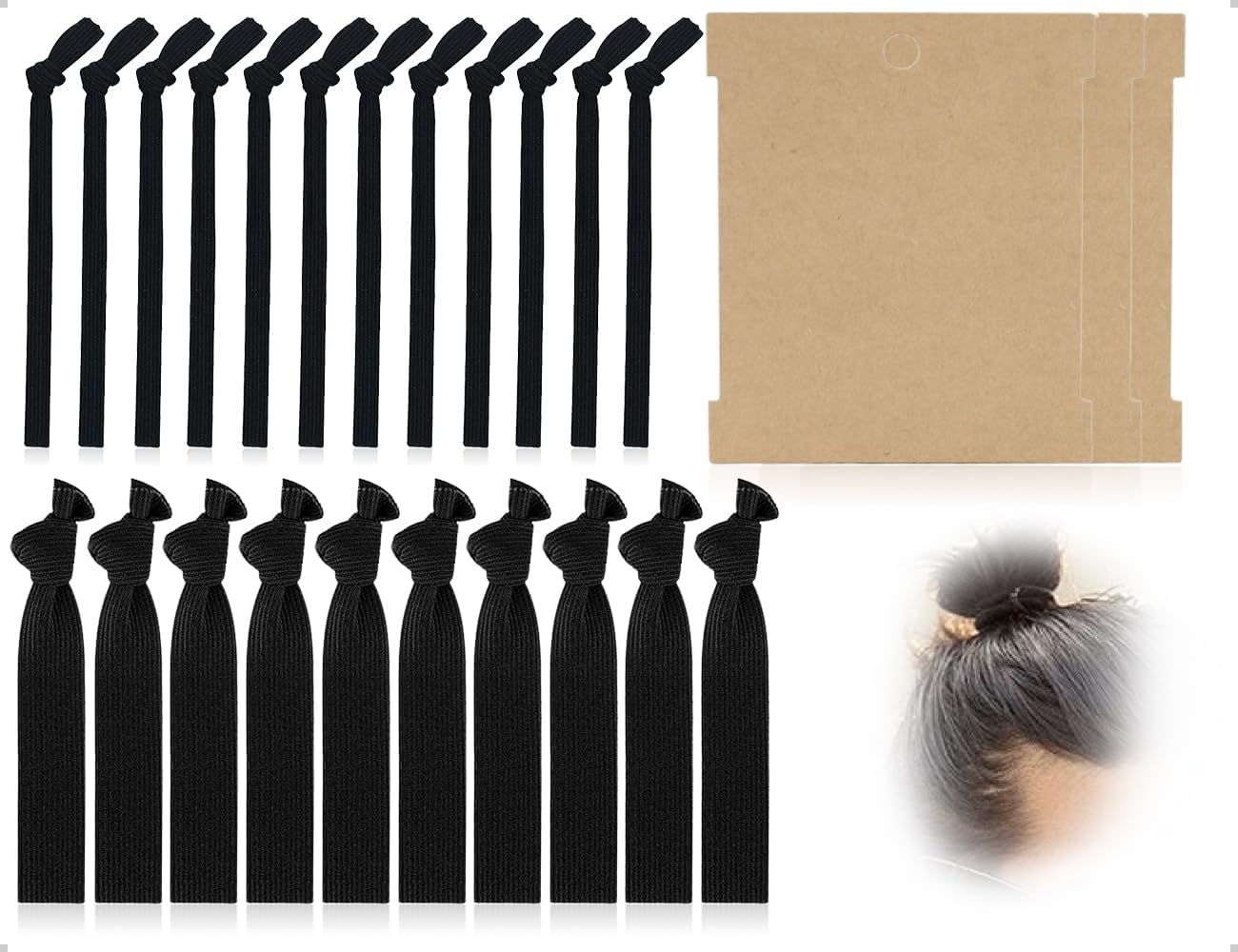 AOYEGIC Pack of 22 Men'S Hair Boys, Knotted Hair Bands, Elastic Hair Band, Flat Braid Elastic, Ponytail Holder, for All Hair and Braid Types (Black, 6 Mm and 12 Mm) image number 6