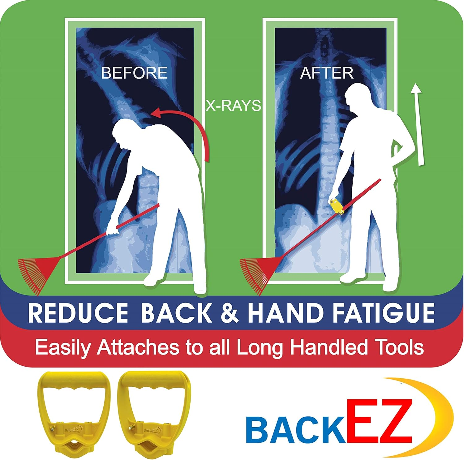 Back-Saving Tool Handle Labor-Saving Ergonomic Shovel or Rake Handle Attachment YELLOW image number 2