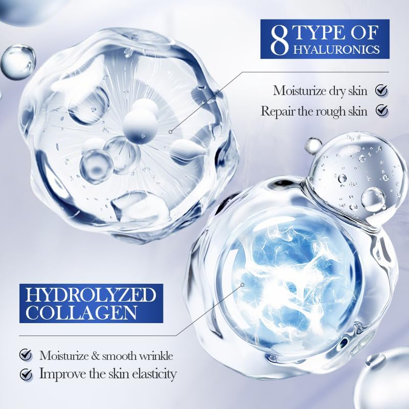 Korean Face Mask 5Pcs, Baby Skin Collagen Moisturizing Mask with 8 Types of Hyaluronic Acid and Hydrolyzed Collagen to Moisturize & Smooth Wrinkles, and Improve Skin Elasticity