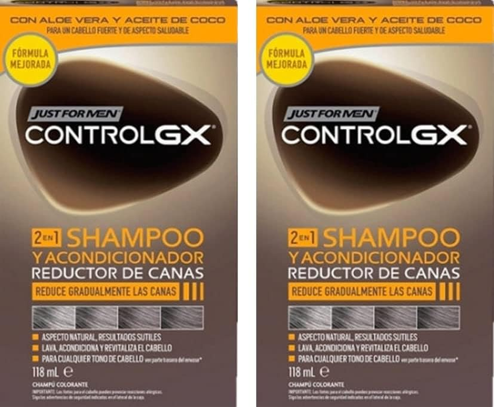 Just for Men Control GX, Grey Reducing 2-In-1 Shampoo & Conditioner for Grey Hair, New Improved Formula - All Shades 4Oz - Pack of 2 image number 6