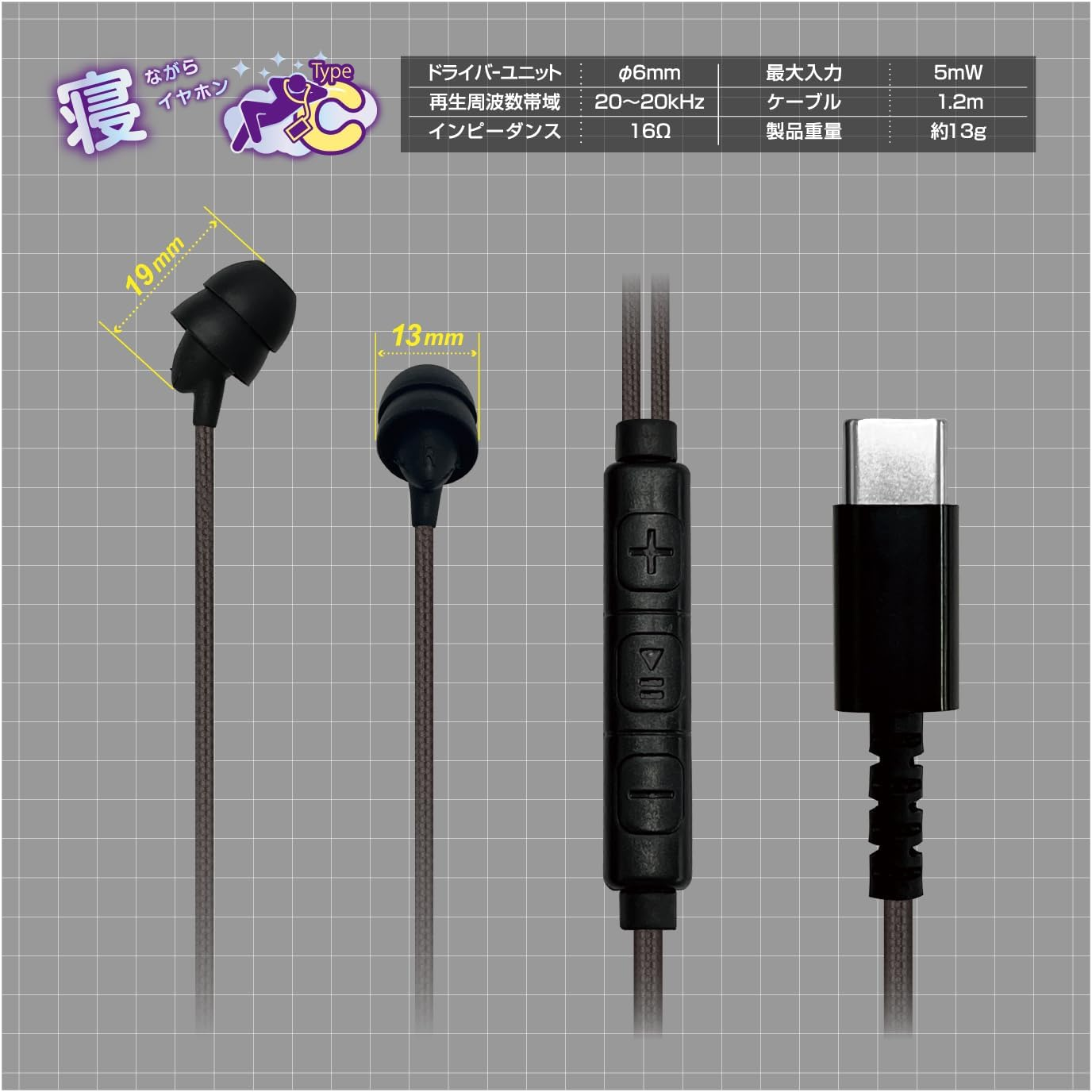 Kashimura [OK While Sleeping! Type-C Earphones] Sleeping Phones | Remote Control & Microphone Included, Soft Material & Ultra Lightweight|High Sound Insulation Model That Does Not Hurt Your Ears|Ae image number 1