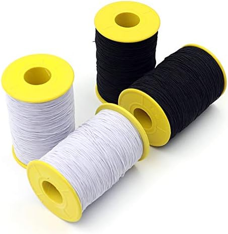 Welliestr (2 Rolls) White and Black Elastic Thread 547 Yard Package 0.5Mm Thickness image number 5