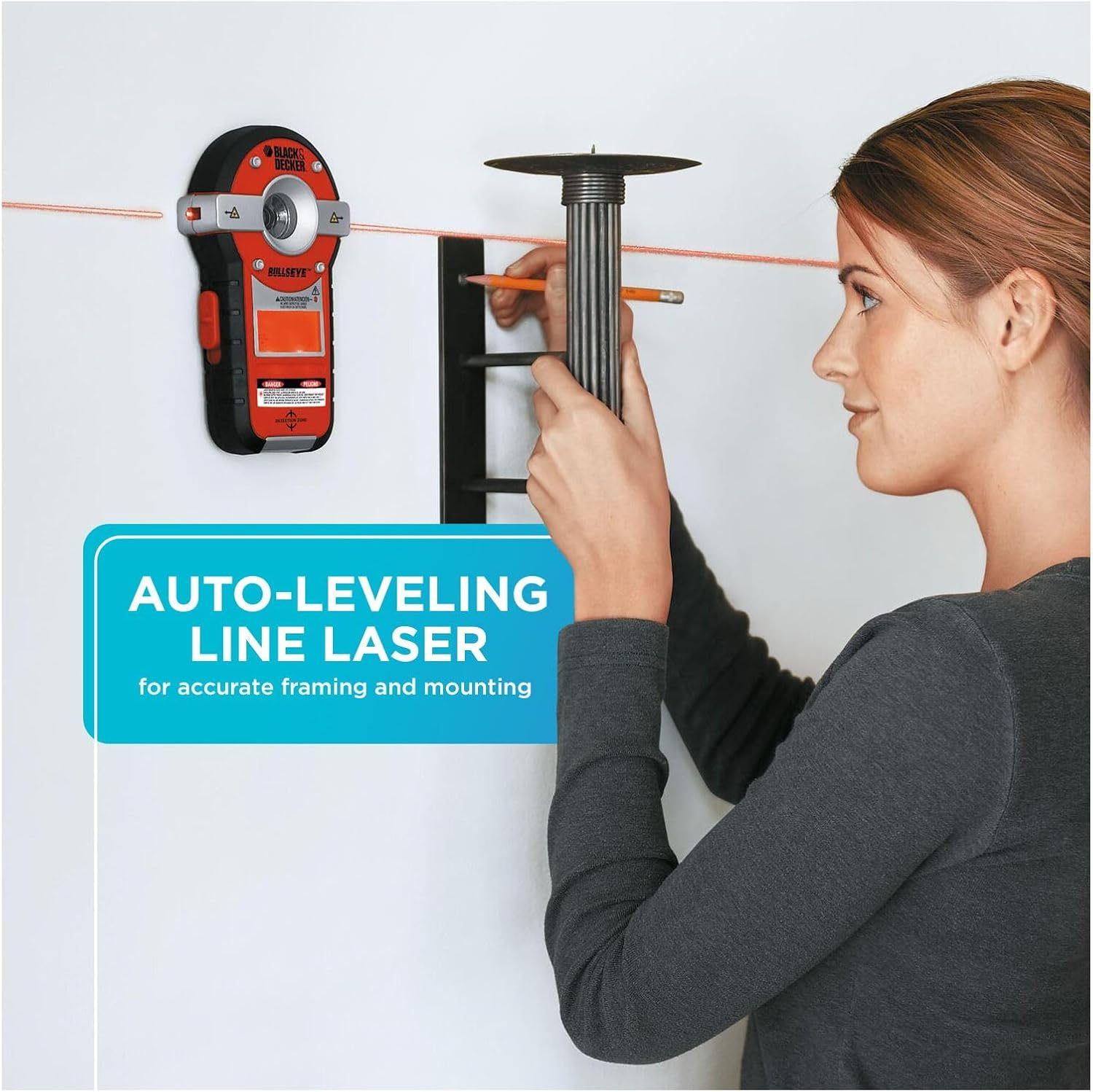 Black & Decker BDL190S Bullseye Auto-Leveling Interior Line Laser with Stud Sensor image number 6