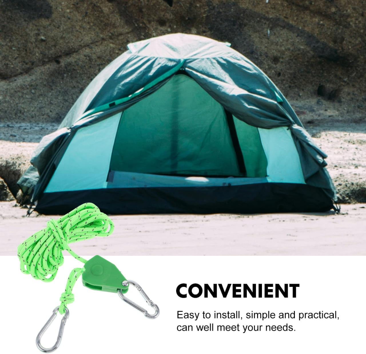 BESPORTBLE Tent Windproof Carabiner Reflective Tent Rope Adjustable Rope Tarp Tie Downs Tent Rope Tensioner Pulley Tent Ropes and Tensioners Camping Rope Stainless Steel Black - Red image number 4