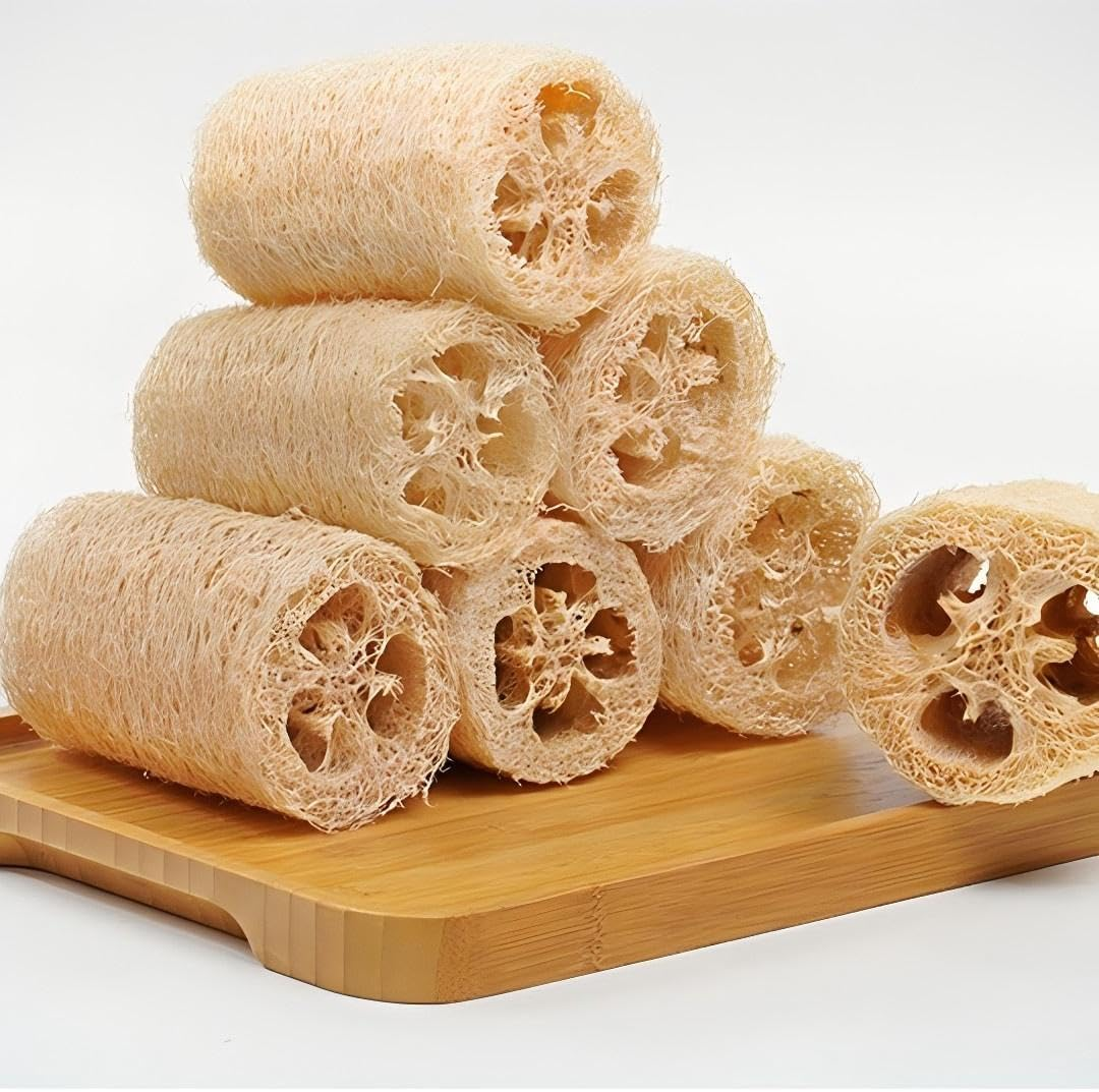Natural Organic Loofah Sponge for Cookware, Kitchen, Bathtub and Body, Handmade Luffa Fiber, Biodegradable, Compostable & No Smell (Natural Beige, Cylinder) image number 5