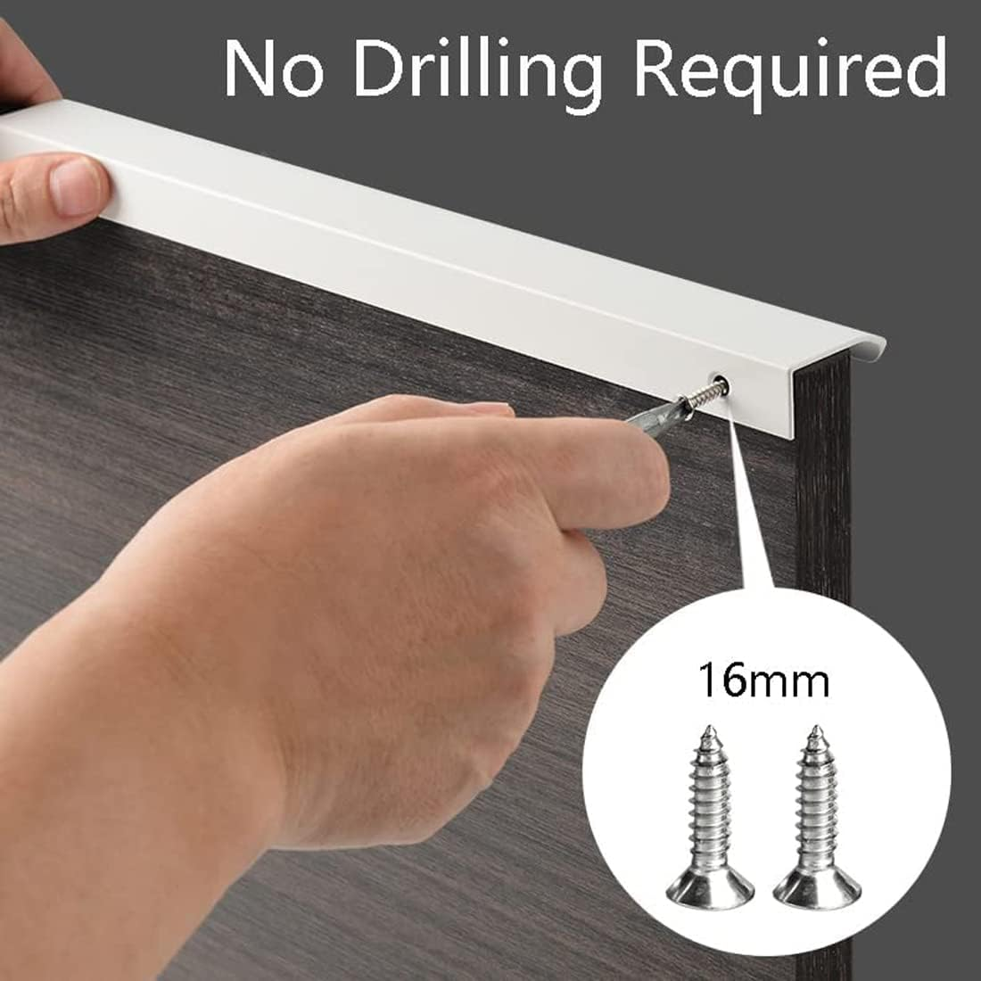 BOOLSFMAM Pack of 6 Concealed Cupboard Handles, Kitchen Handles, Door Handles, Drawer Handles, Furniture, Pure White for Wardrobe, Bedroom, Bathroom image number 4