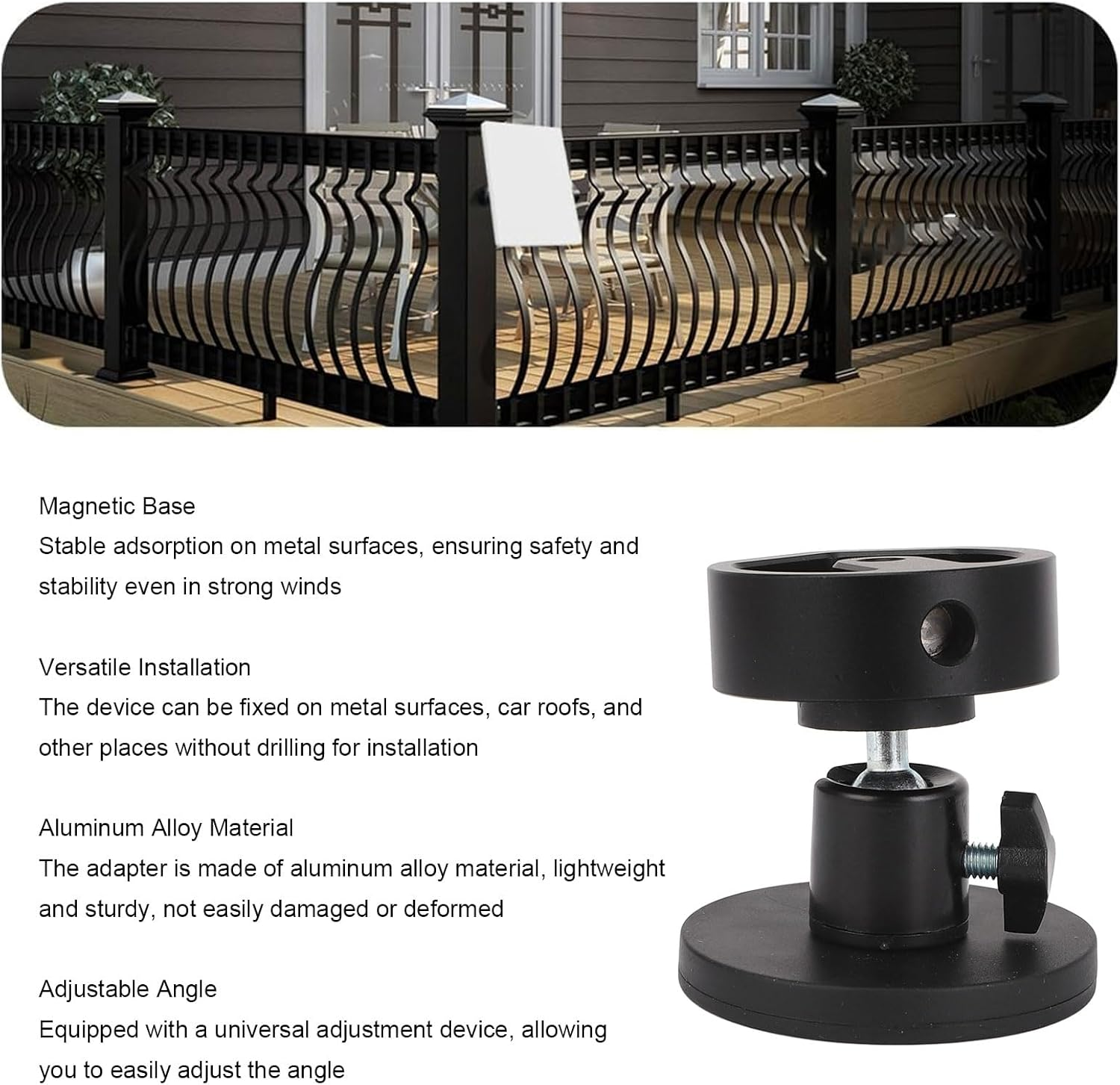 Adjustable Magnetic Mount for Mini, Aluminum Alloy Portable Magnetic Base Mounts on Car RV Fence Yachts for Mini